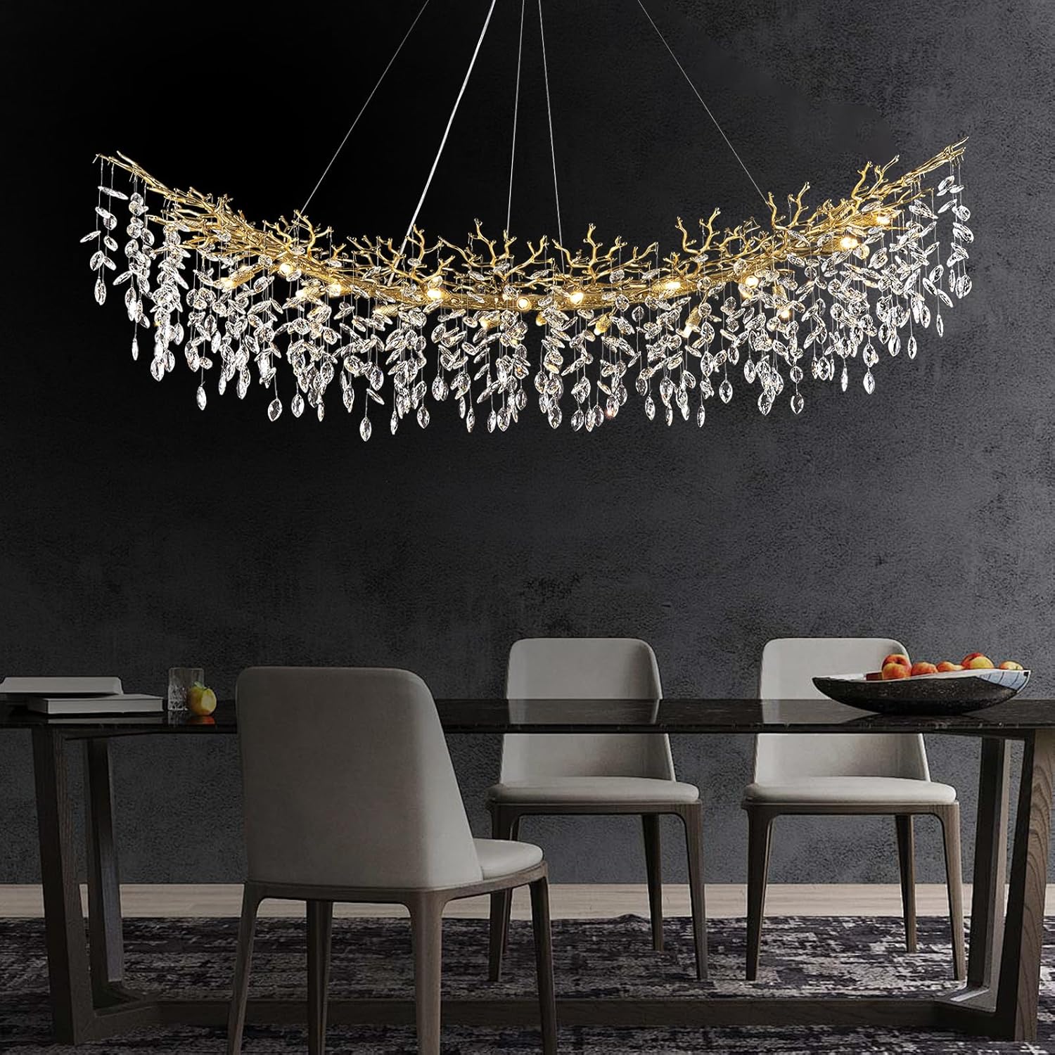 Modern Silver Crystal Glass Tree Branchs Chandelier 55" 72" - Fast Delivery-1-Luxehomezone