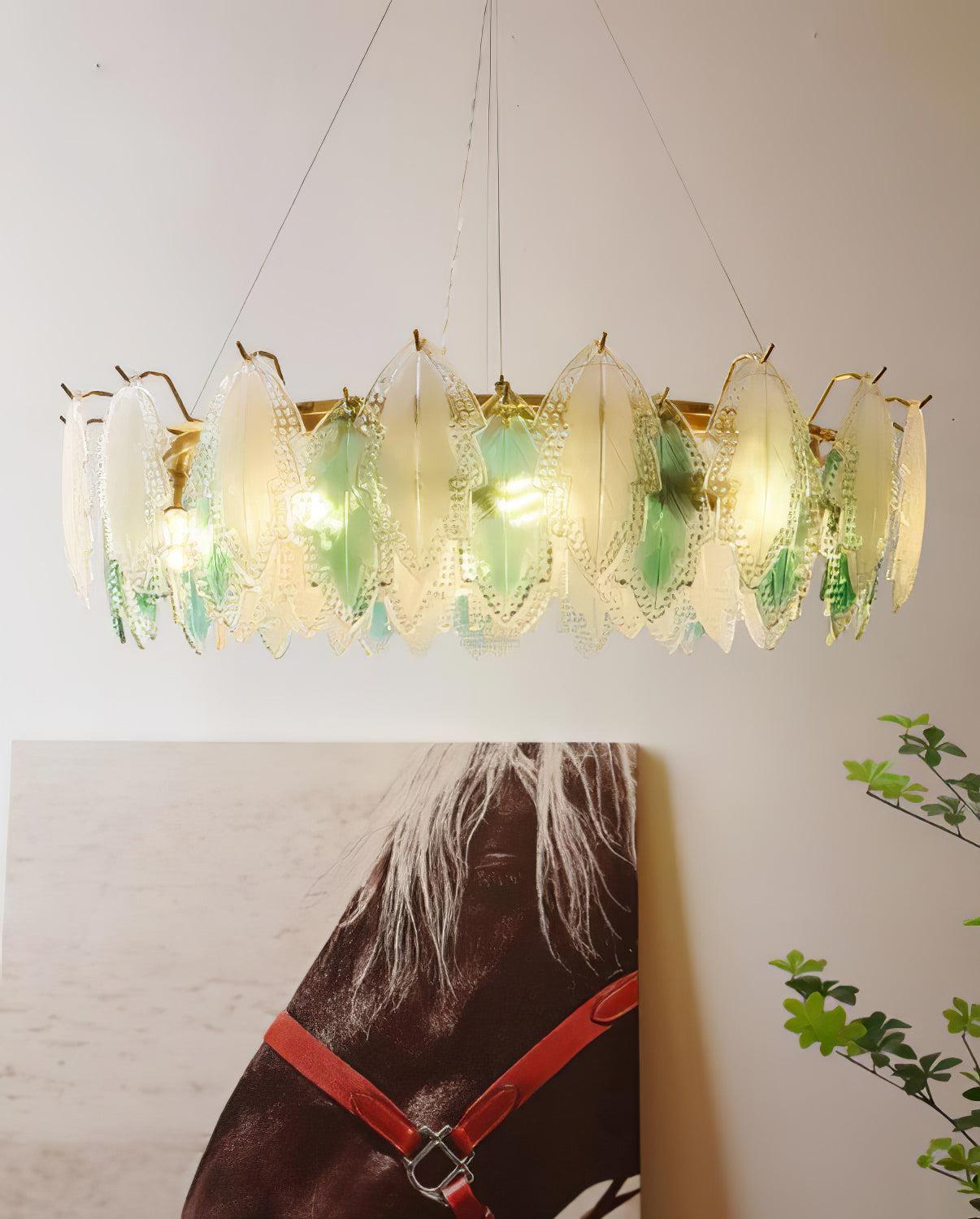Maple Leaf Type Glass Chandelier - Cylinder-1-Luxehomezone