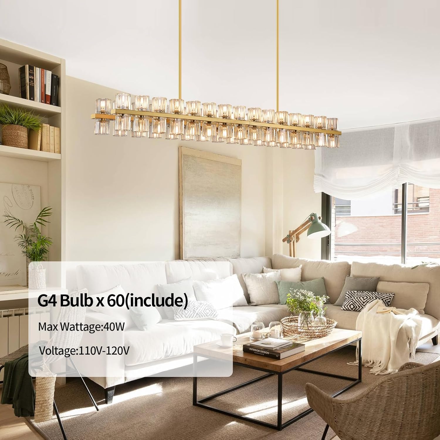 Glowra Rectangular Chandelier 55"