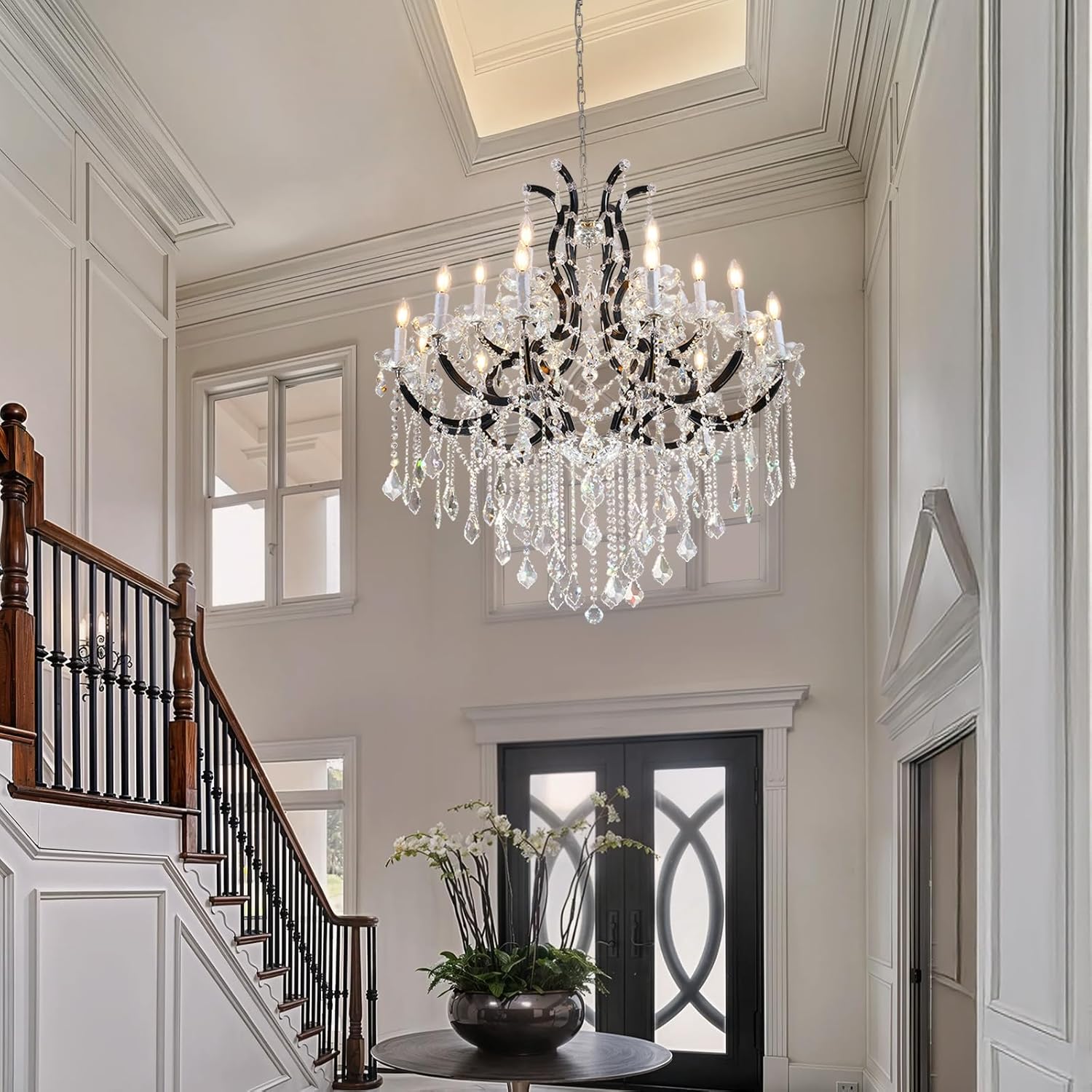 Luxurious Rococo Iron & Crystal Chandelier