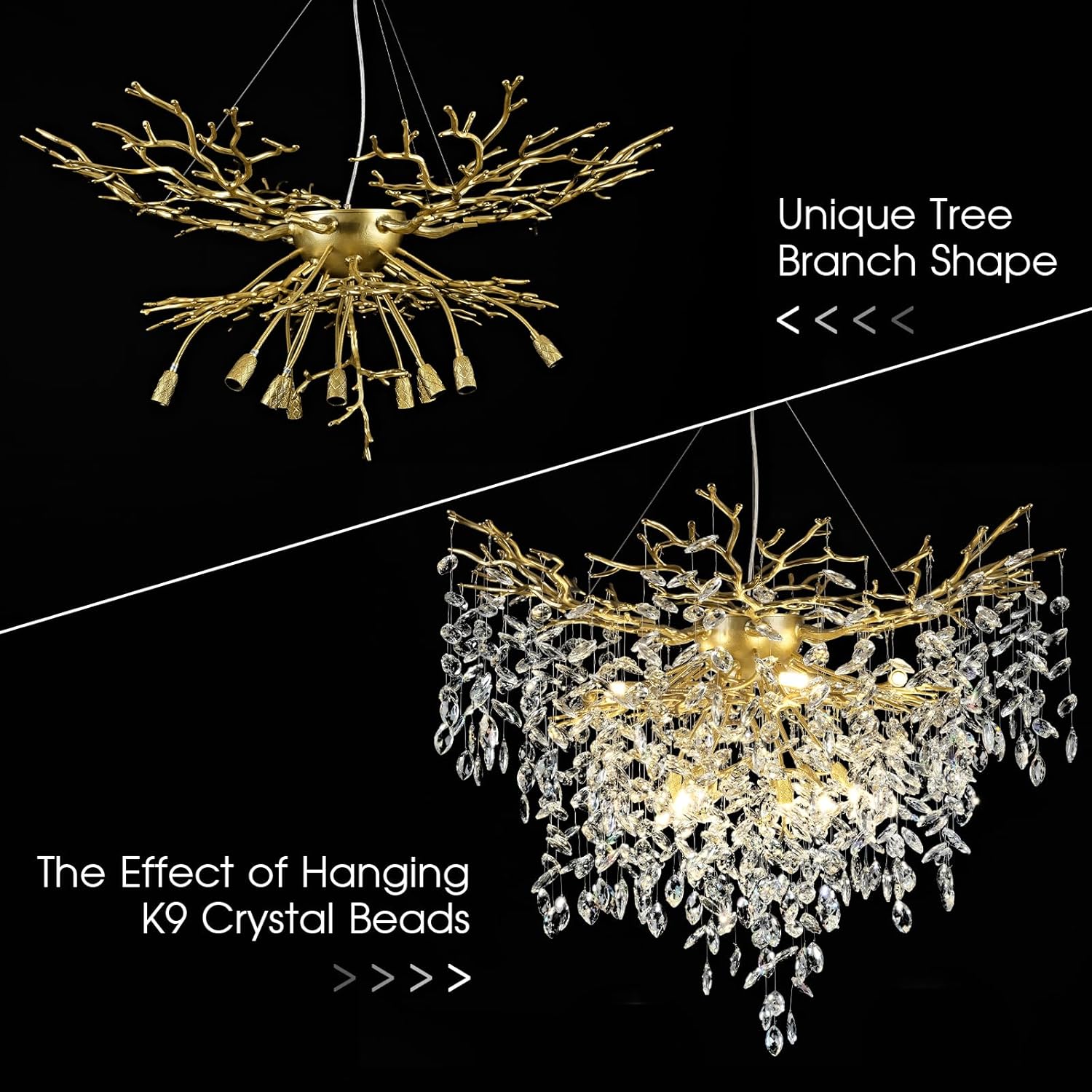 Solara Round Tree Branch Chandelier 24" 32" 40" Tree Branch