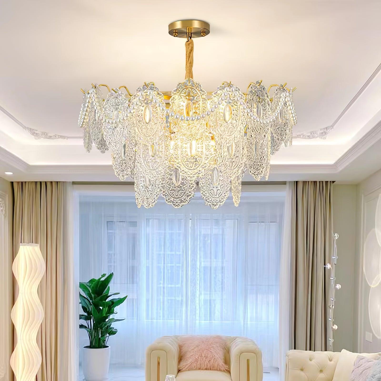 Wave Pearl Style Chandelier - Cylinder-1-Luxehomezone
