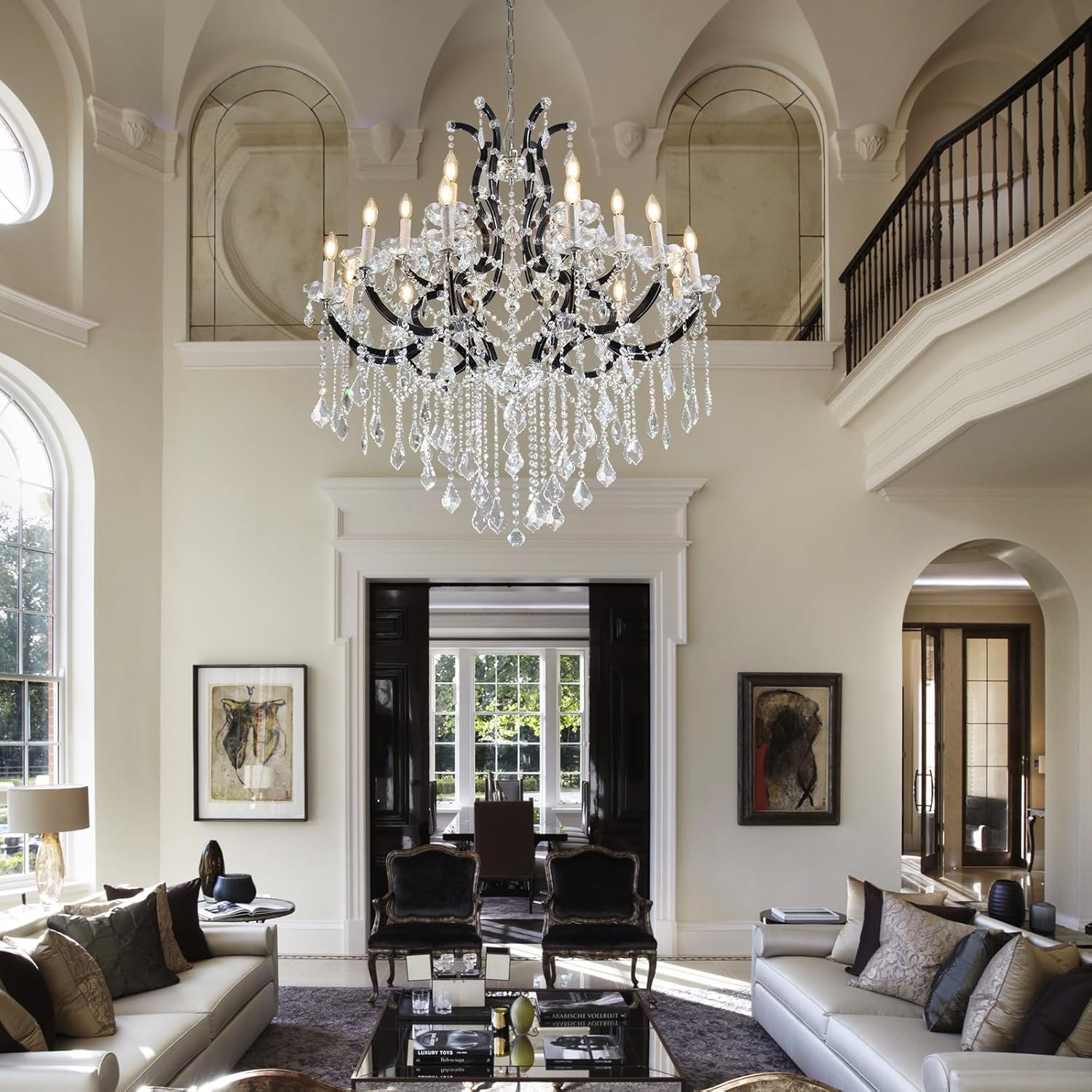 Luxurious Rococo Iron & Crystal Chandelier