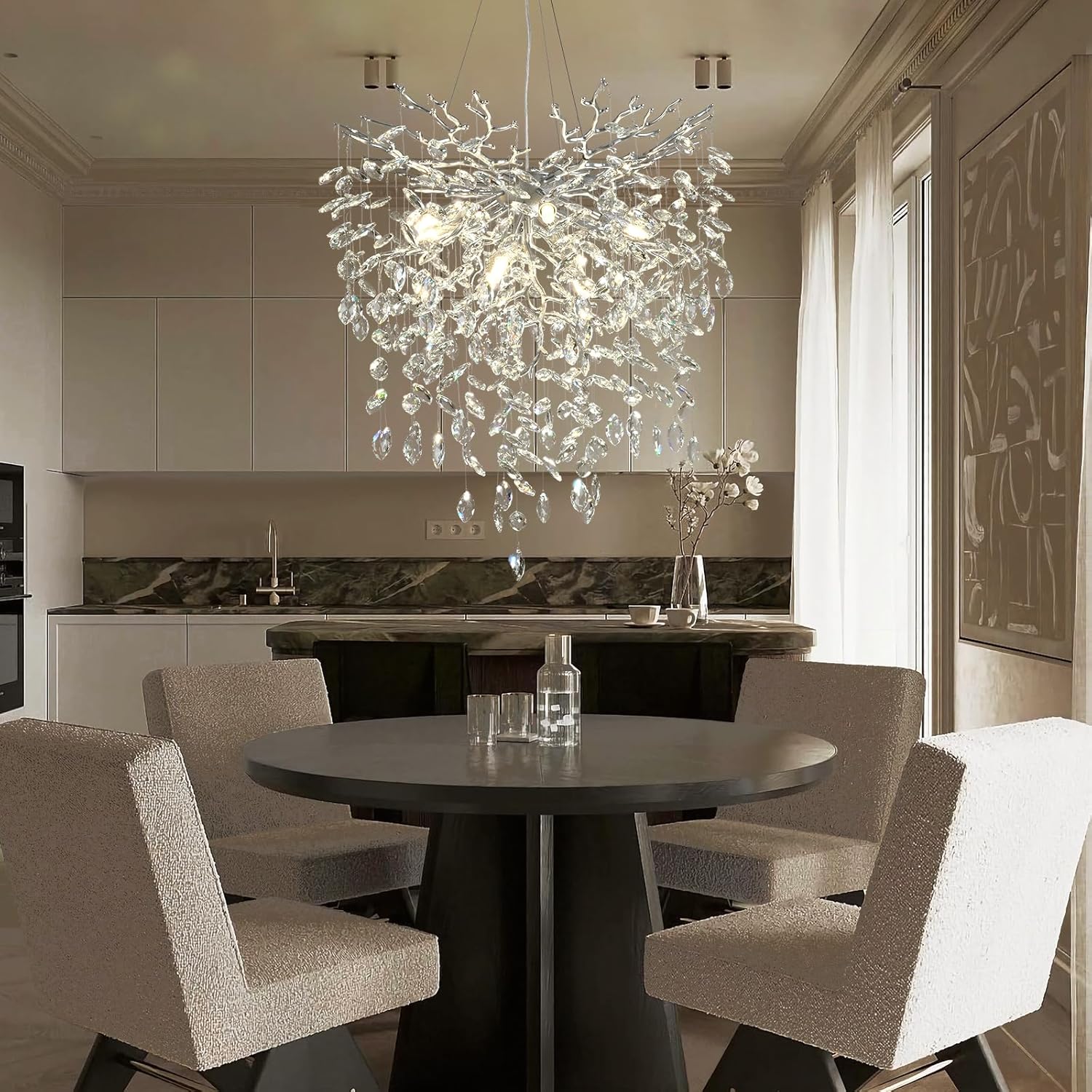 Solara Round Tree Branch Chandelier 24" 32" 40" Tree Branch