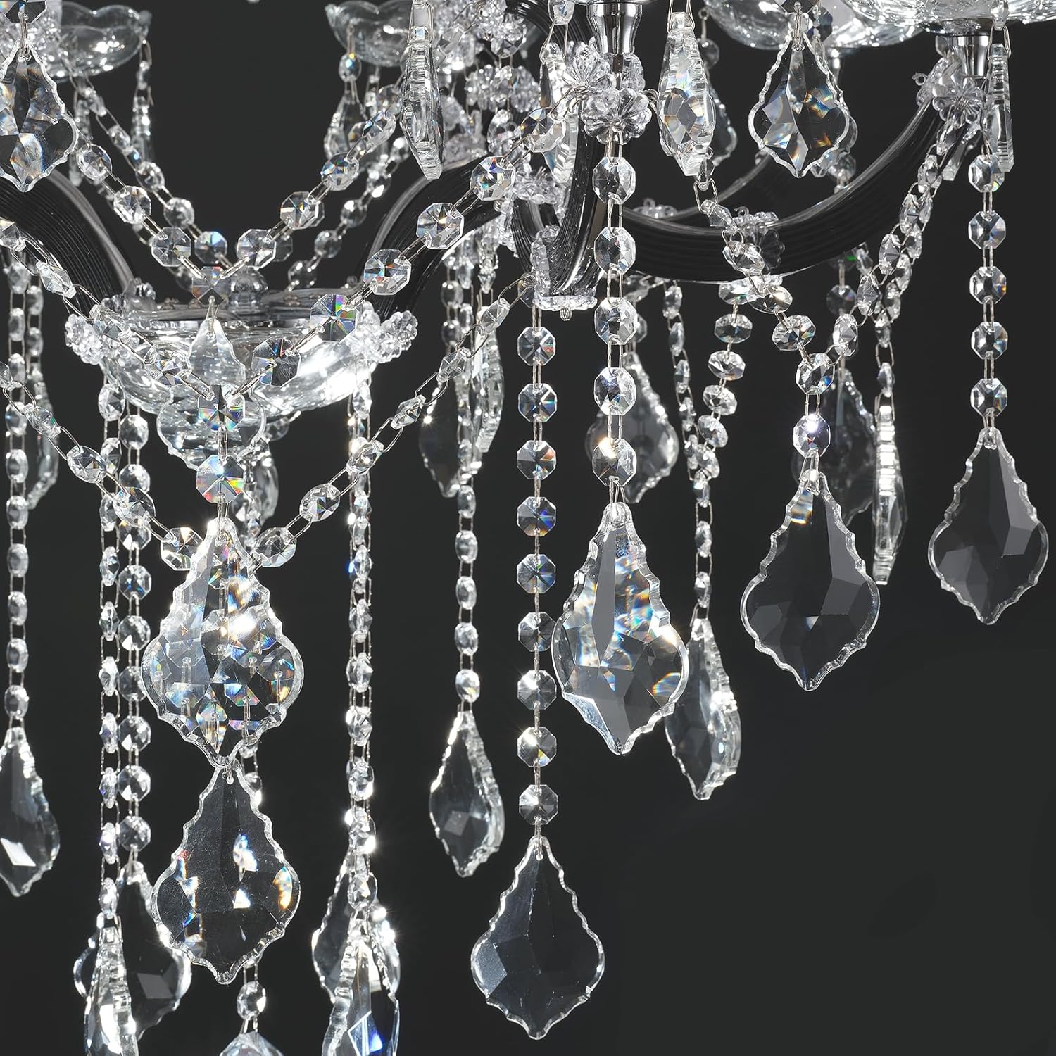 Luxurious Rococo Iron & Crystal Chandelier