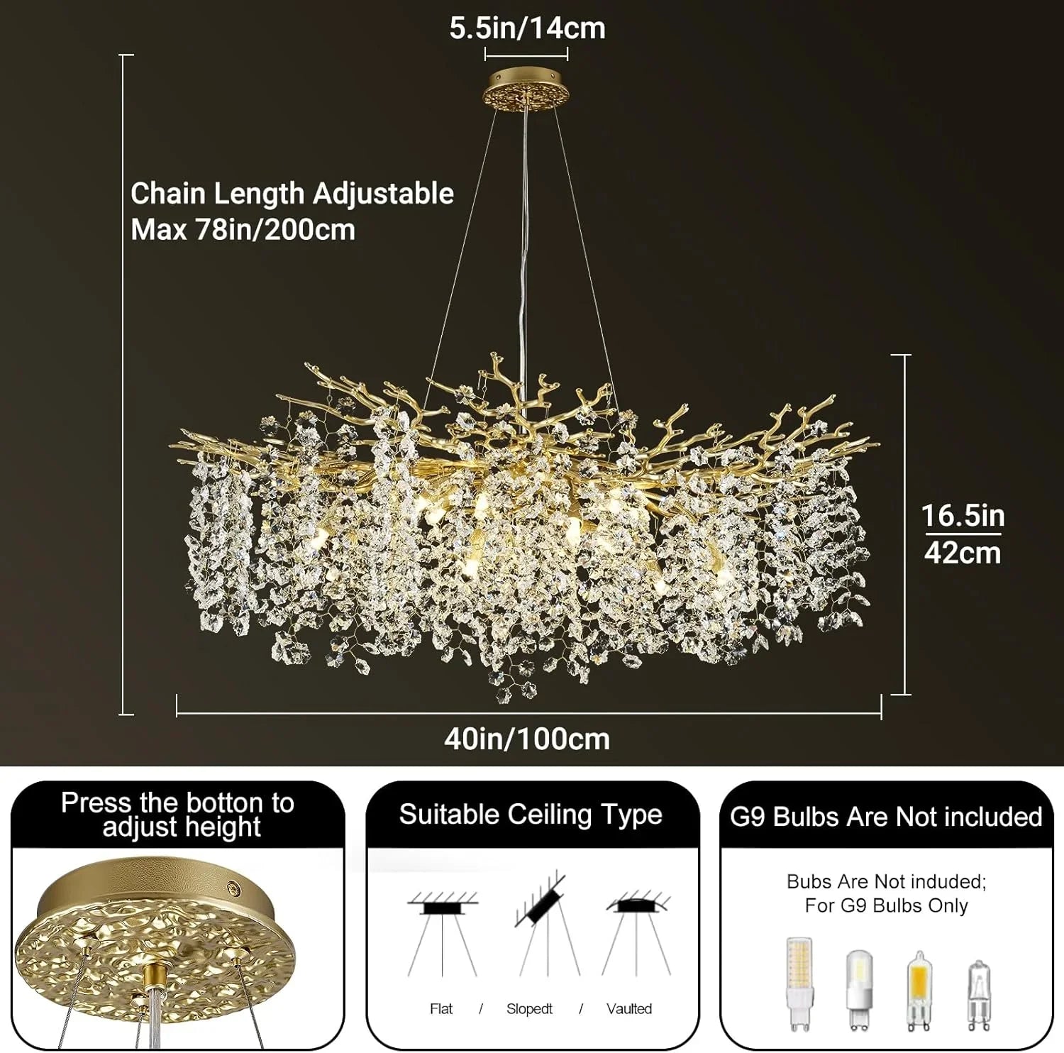 Solara Round Tree Branch Chandelier 30" 40" 55" Tree Branch
