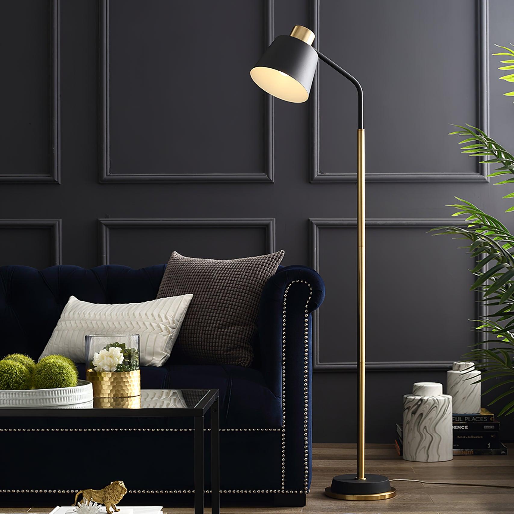 Emmental Floor Lamp ∅ 17.3″ - Gold&Black, Gold&White-1-Luxehomezone