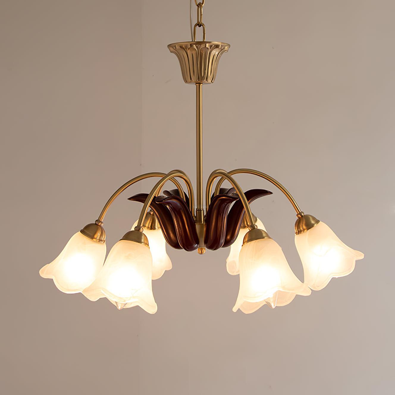 Brass Pastoral Flower Chandelier with 6/8/10 heads - Zahara-1-Luxehomezone