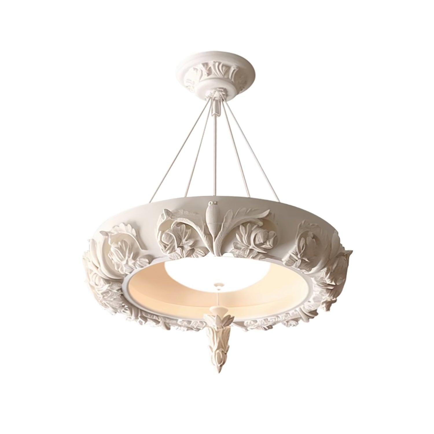 Artistic Carved Plaster Chandelier ∅ 23.6″~∅ 31.5″ - Alabaster-1-Luxehomezone