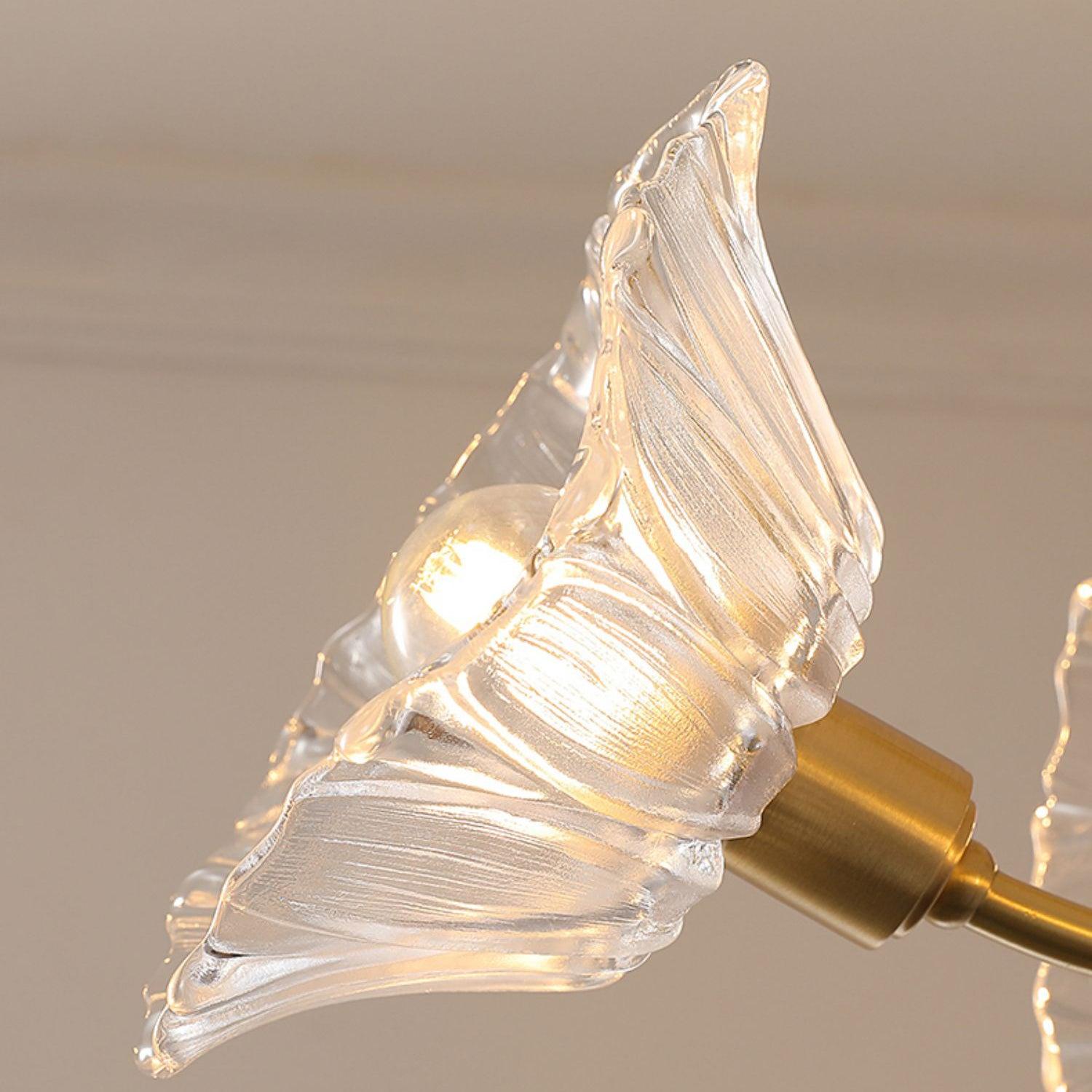 Kalin Flower Glass Ceiling Lamp with 3/5/8 heads - Lotus Leaf, Semi Flush Mounts-1-Luxehomezone