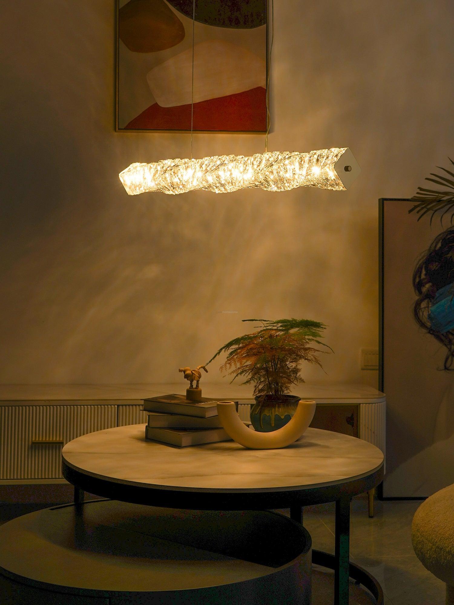 Long Crystal  Linear Pendant Light - Bar-1-Luxehomezone