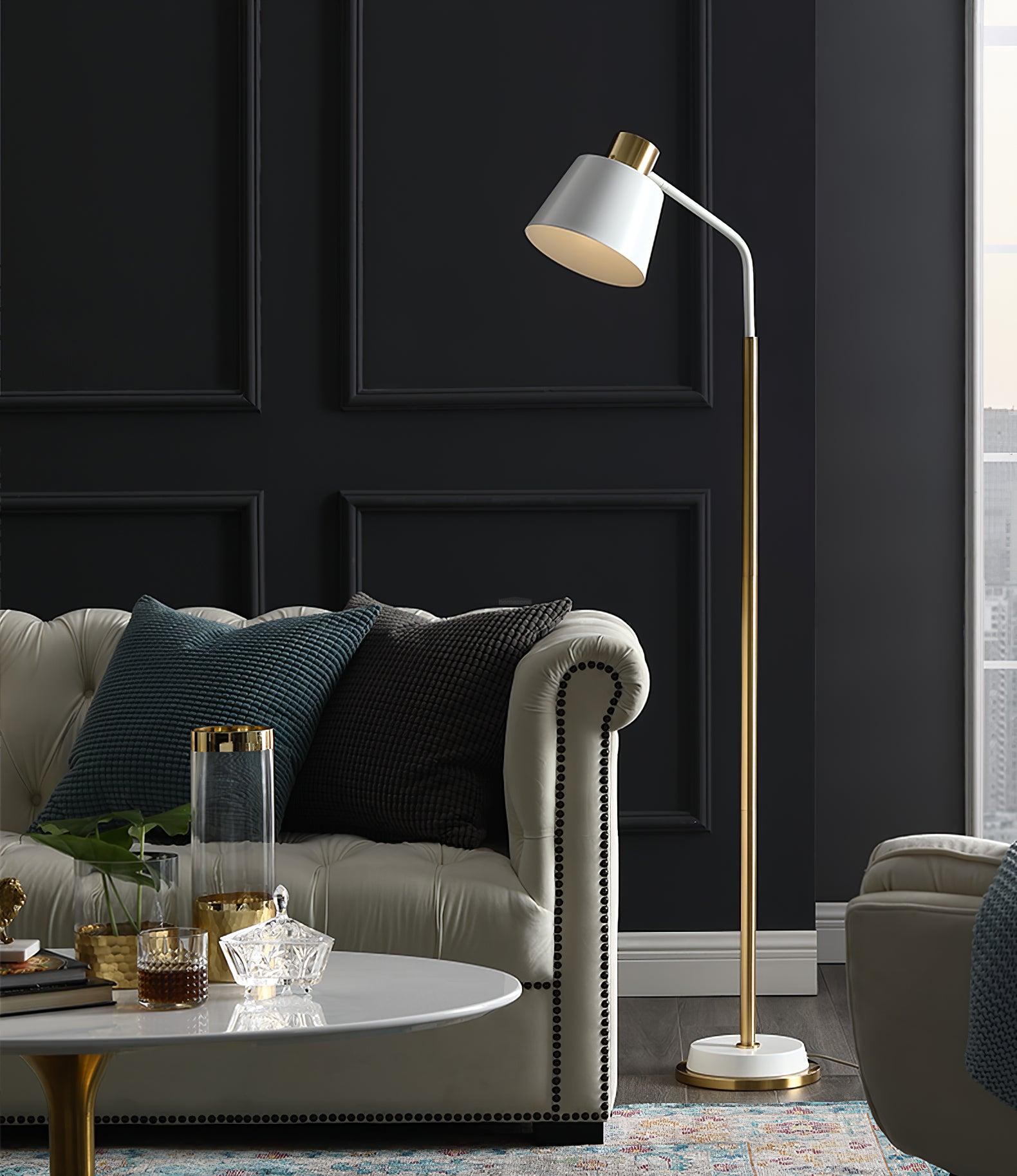 Emmental Floor Lamp ∅ 17.3″ - Gold&Black, Gold&White-1-Luxehomezone