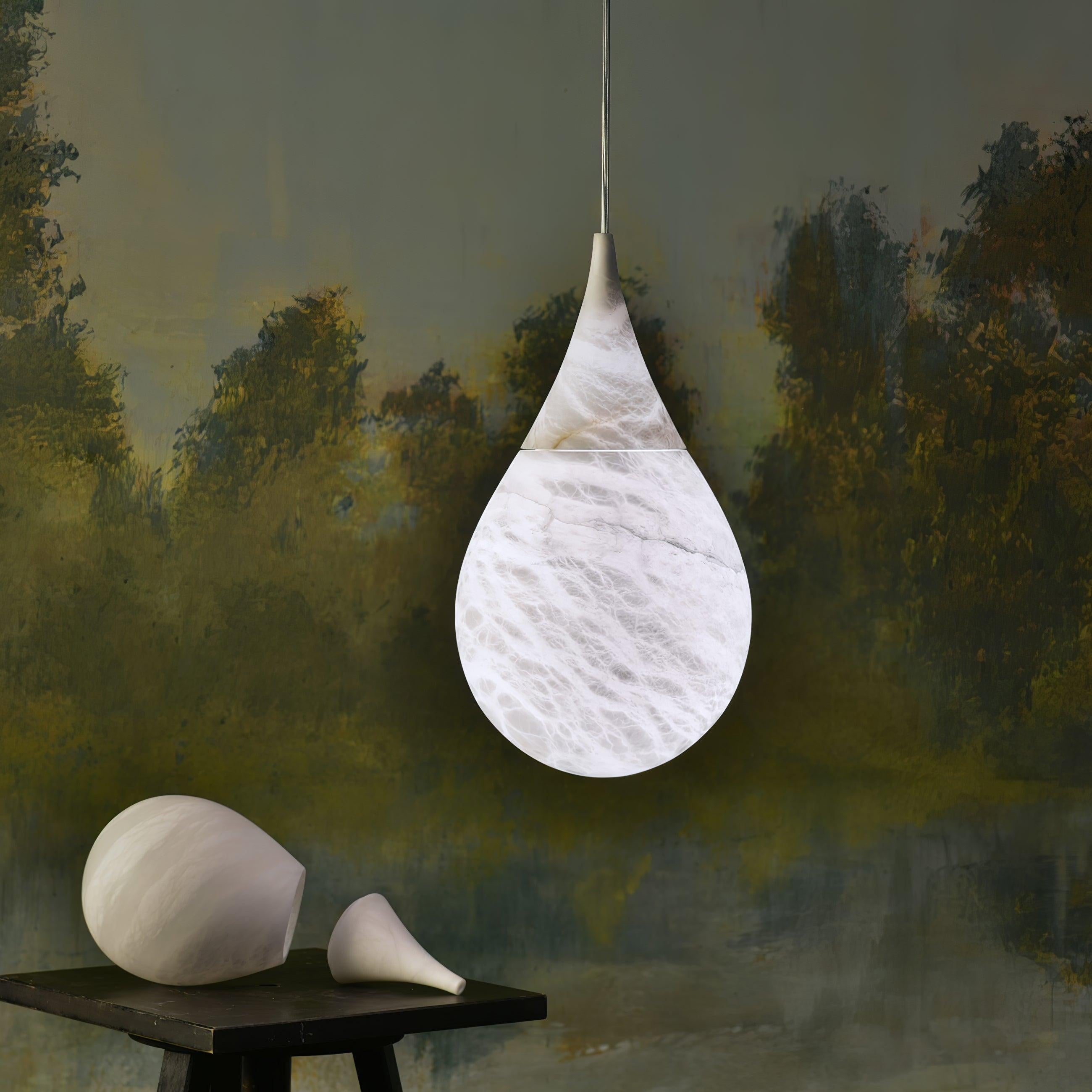 Marble Raindrop Pendant Alabaster Light - Alabaster, Alabaster Pendant-1-Luxehomezone