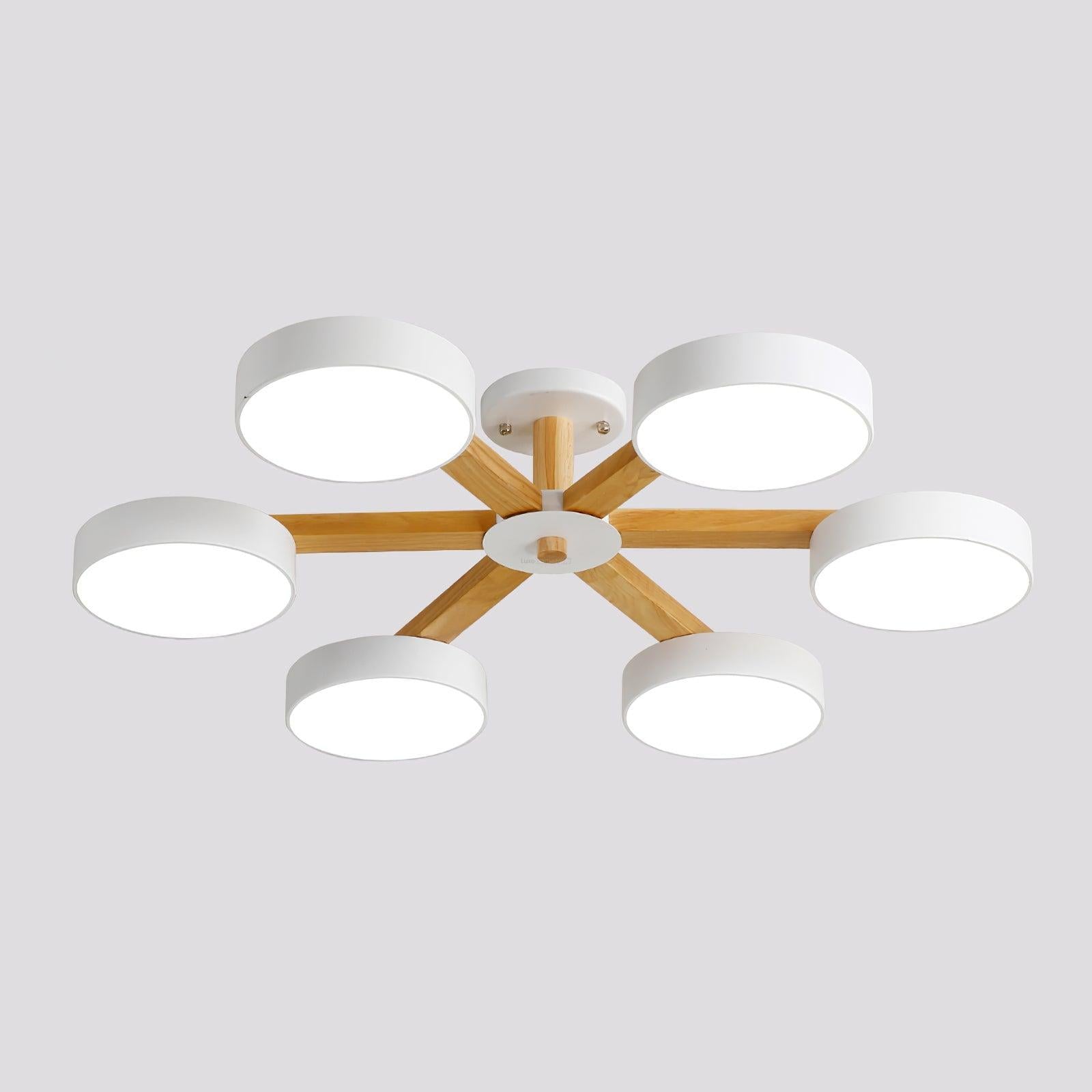Modern Multi Stem Chandelier with 5/6/8 heads - Wood-1-Luxehomezone
