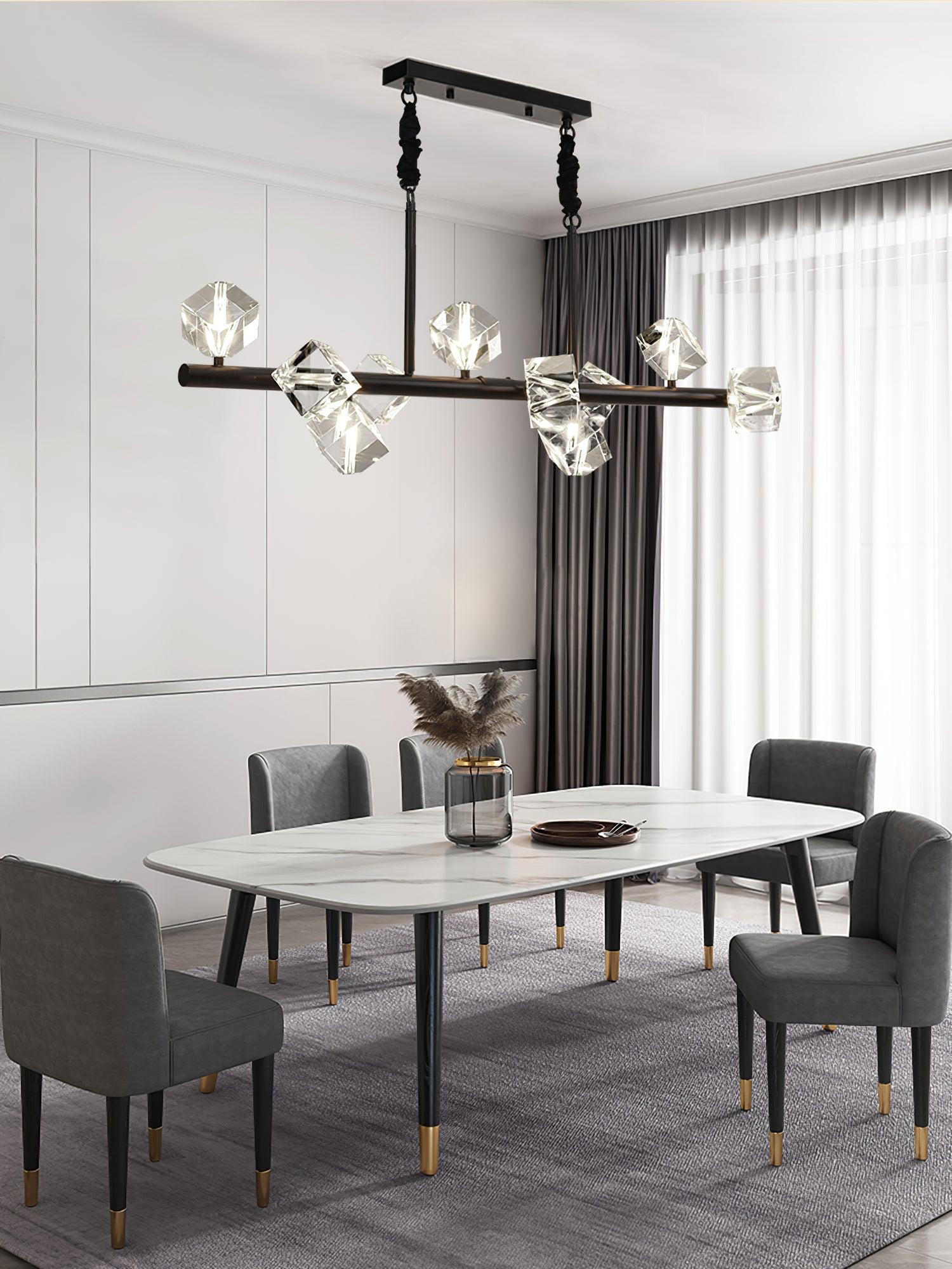 Takku Crystal Linear Chandelier - Black, Gold-1-Luxehomezone