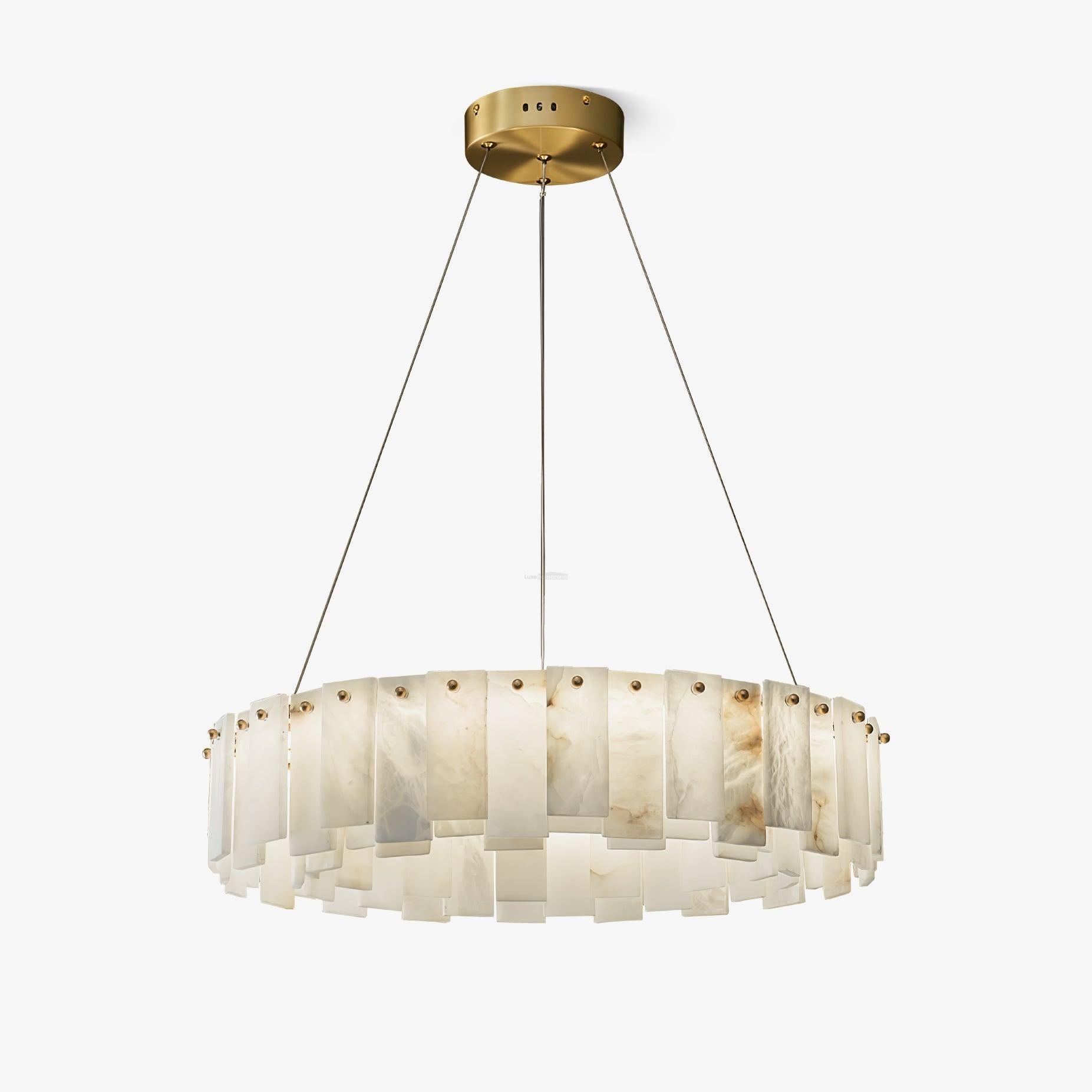 Celestial Alabaster Round/Square Chandelier - Alabaster, Alabaster Chandelier-1-Luxehomezone