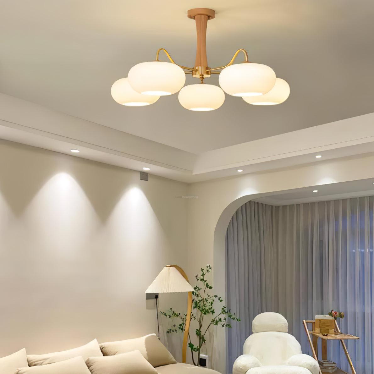 Brass Wooden Persimmon Ceiling Light For Living Room - Glass Chandelier, Persimmon, Semi Flush Mounts-1-Luxehomezone