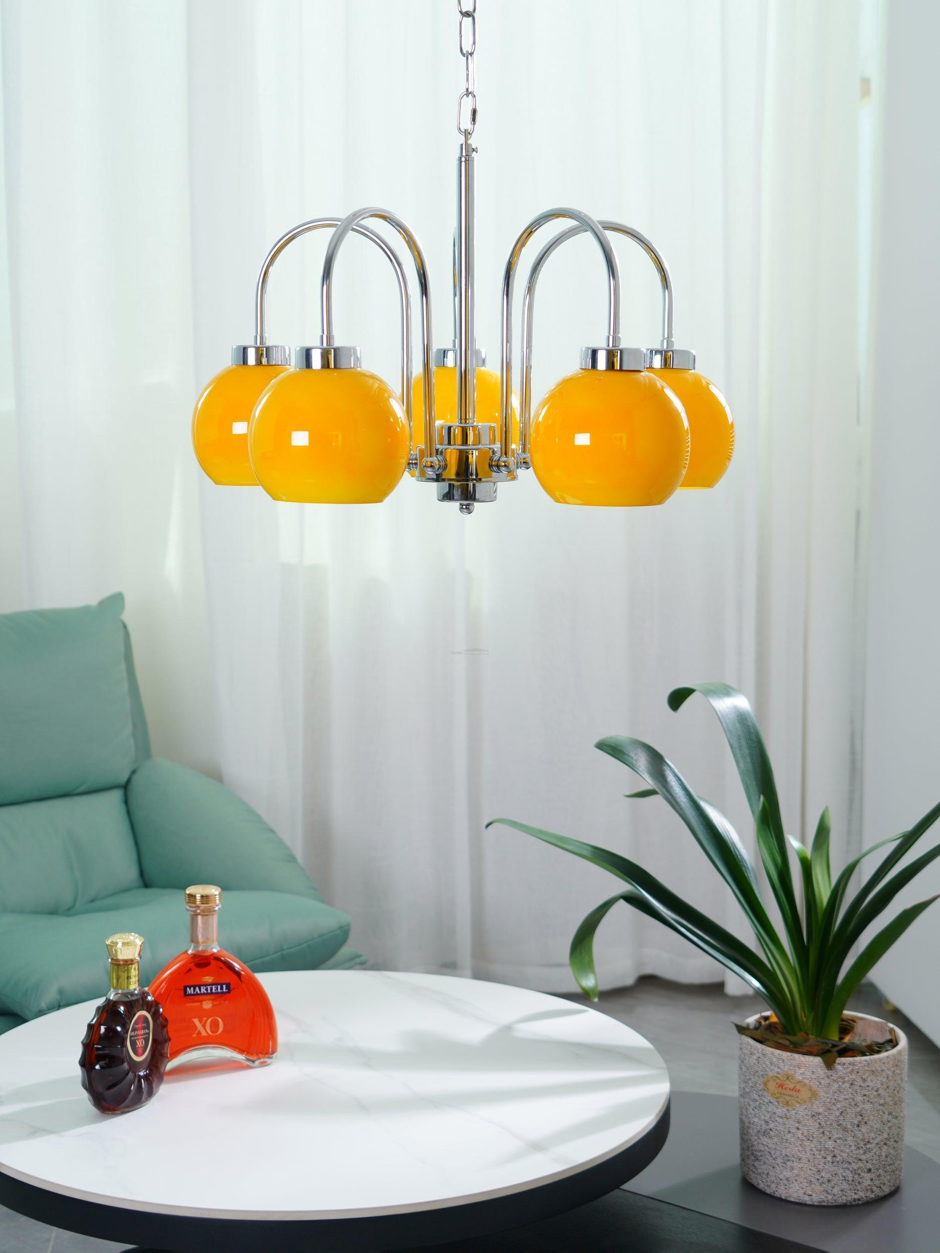Loa Chandeliers with 3/4/5 heads - Glass Chandelier, Persimmon-1-Luxehomezone