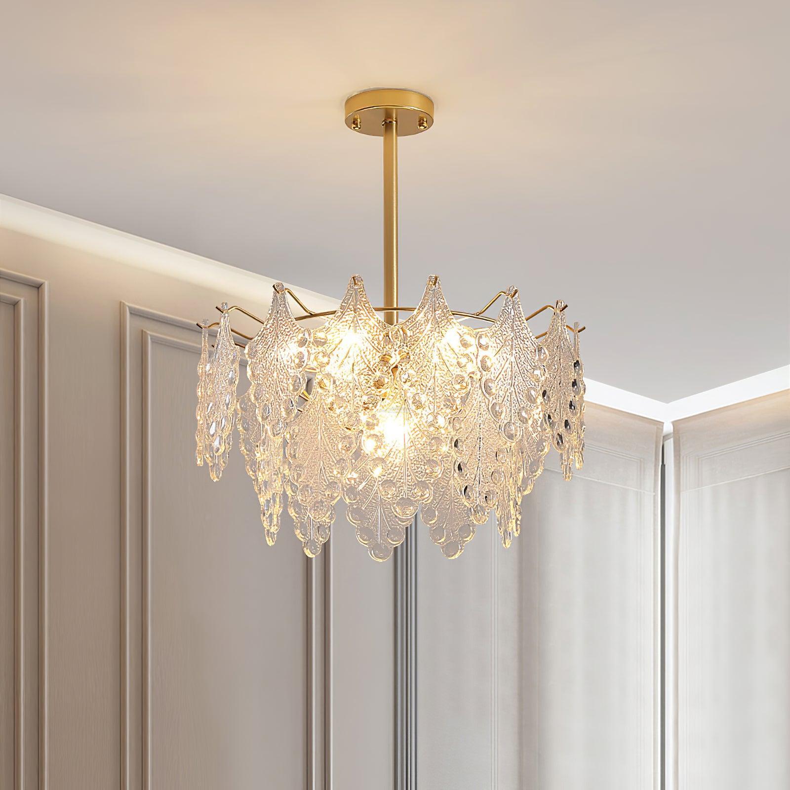 Tiered Carved Glass Chandelier Φ 15.7″ - Luxehomezone