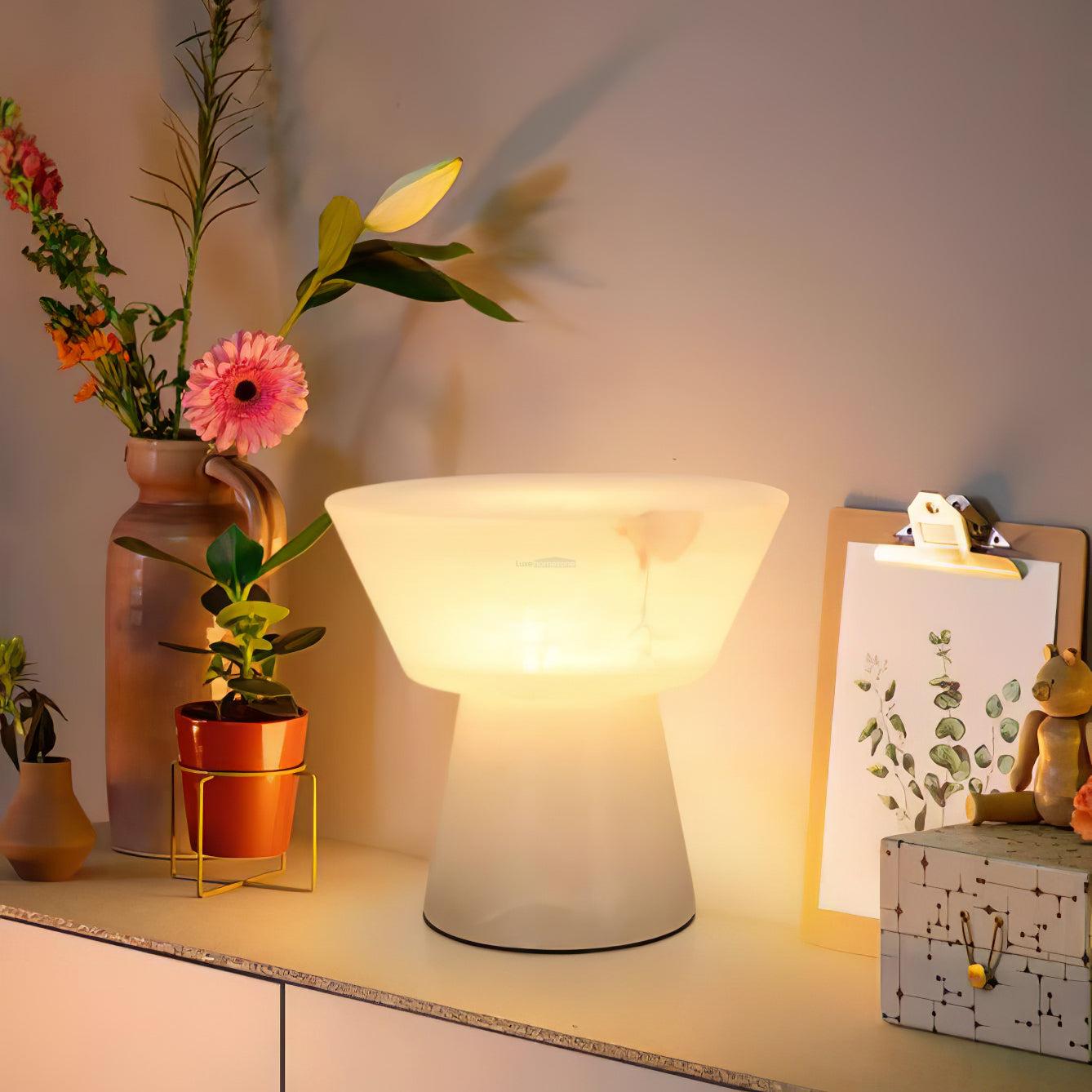 Beta Marble Round Table Lamp - Alabaster-1-Luxehomezone