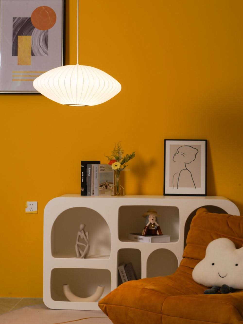 Bubble Pendant Light with Artificial Silk Lampshade - Luxehomezone