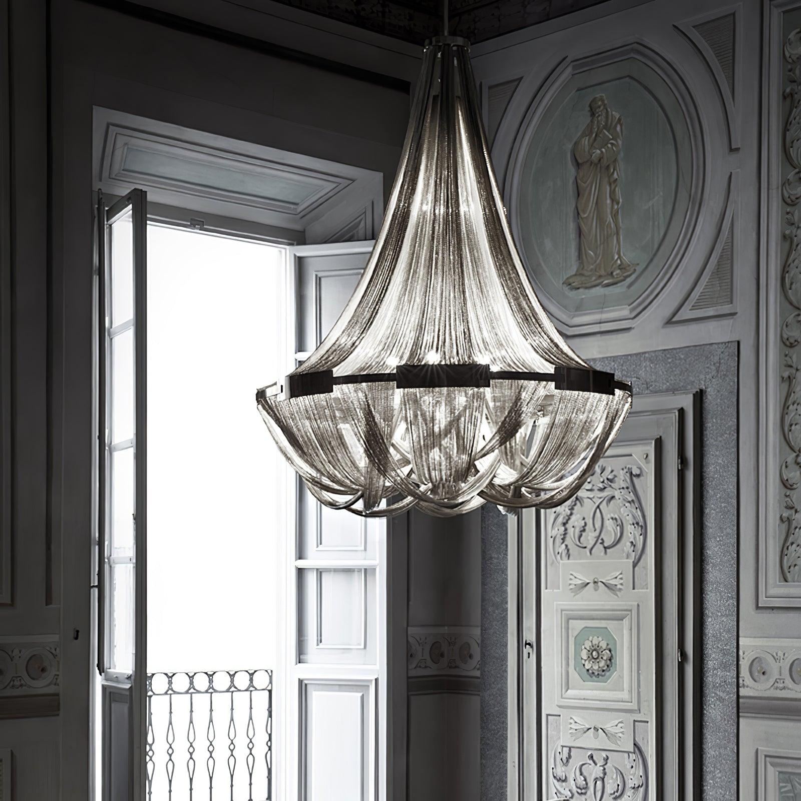 Tassel Aluminum Chain Chandelier ∅ 23.6″ - Tassel-1-Luxehomezone