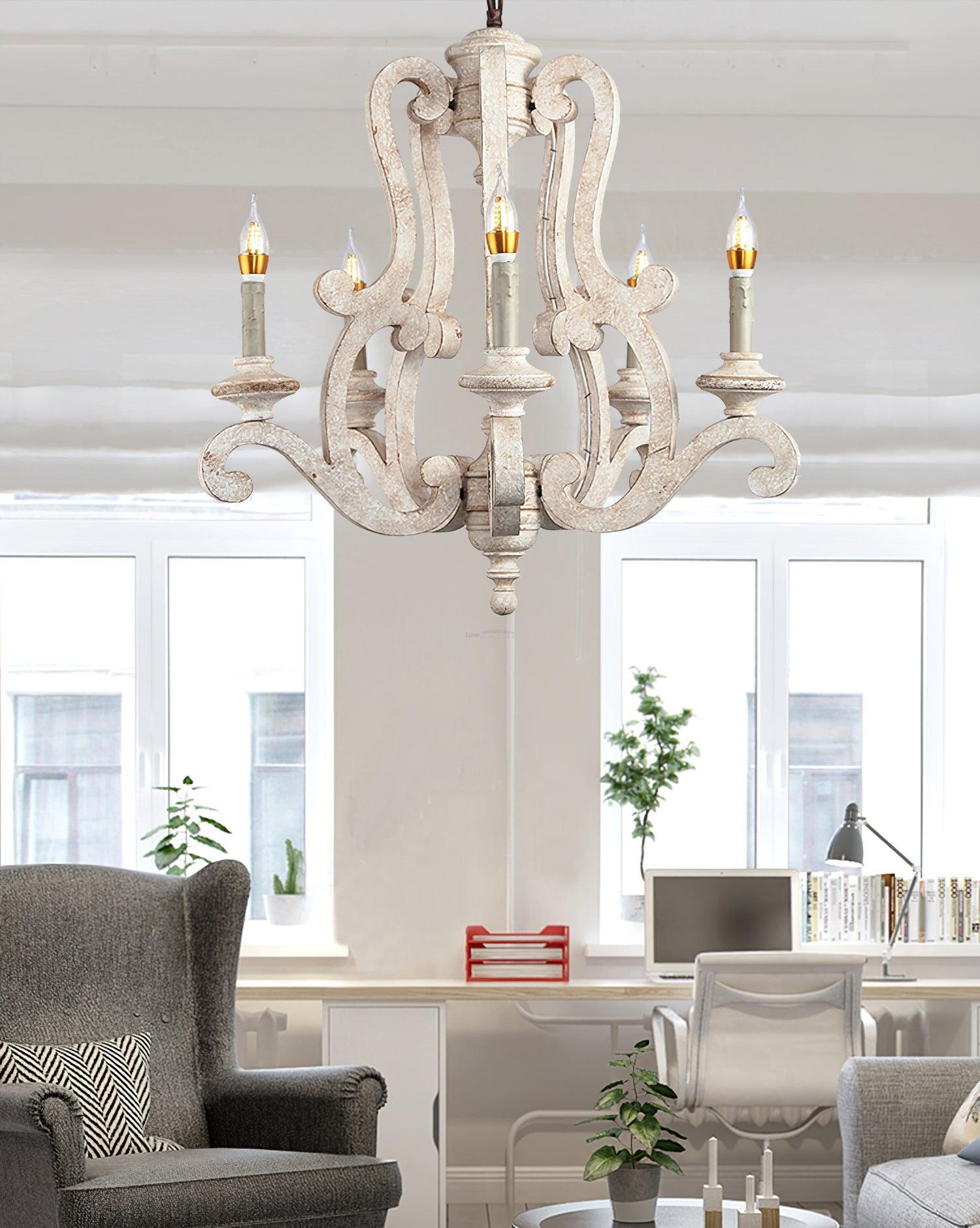 Parrotuncle Wooden Candle Chandelier Φ 23.6″ - Candle-1-Luxehomezone