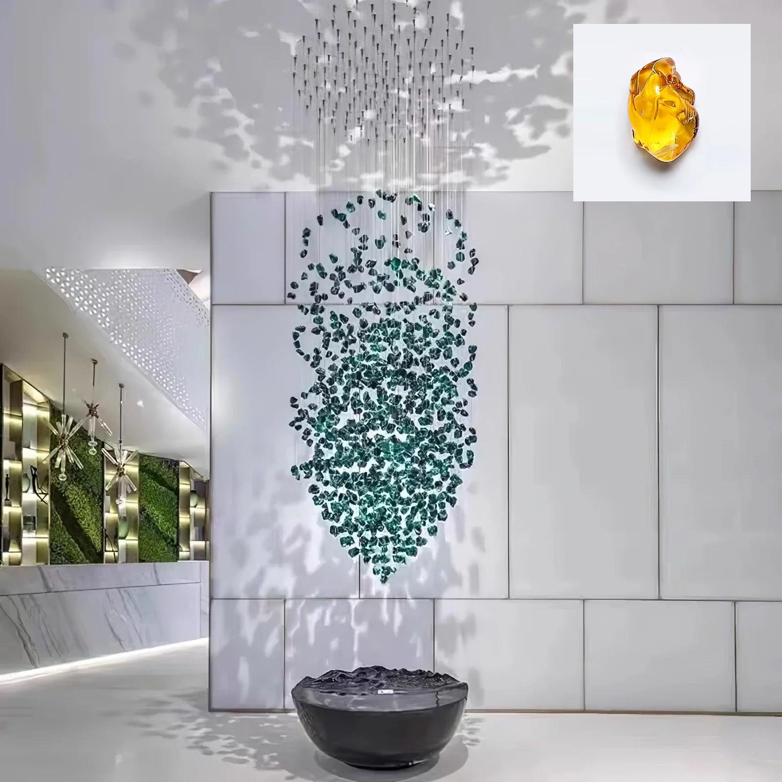 Multicolor Crystal Stone Round/Long canopy Chandelier - Helia-1-Luxehomezone