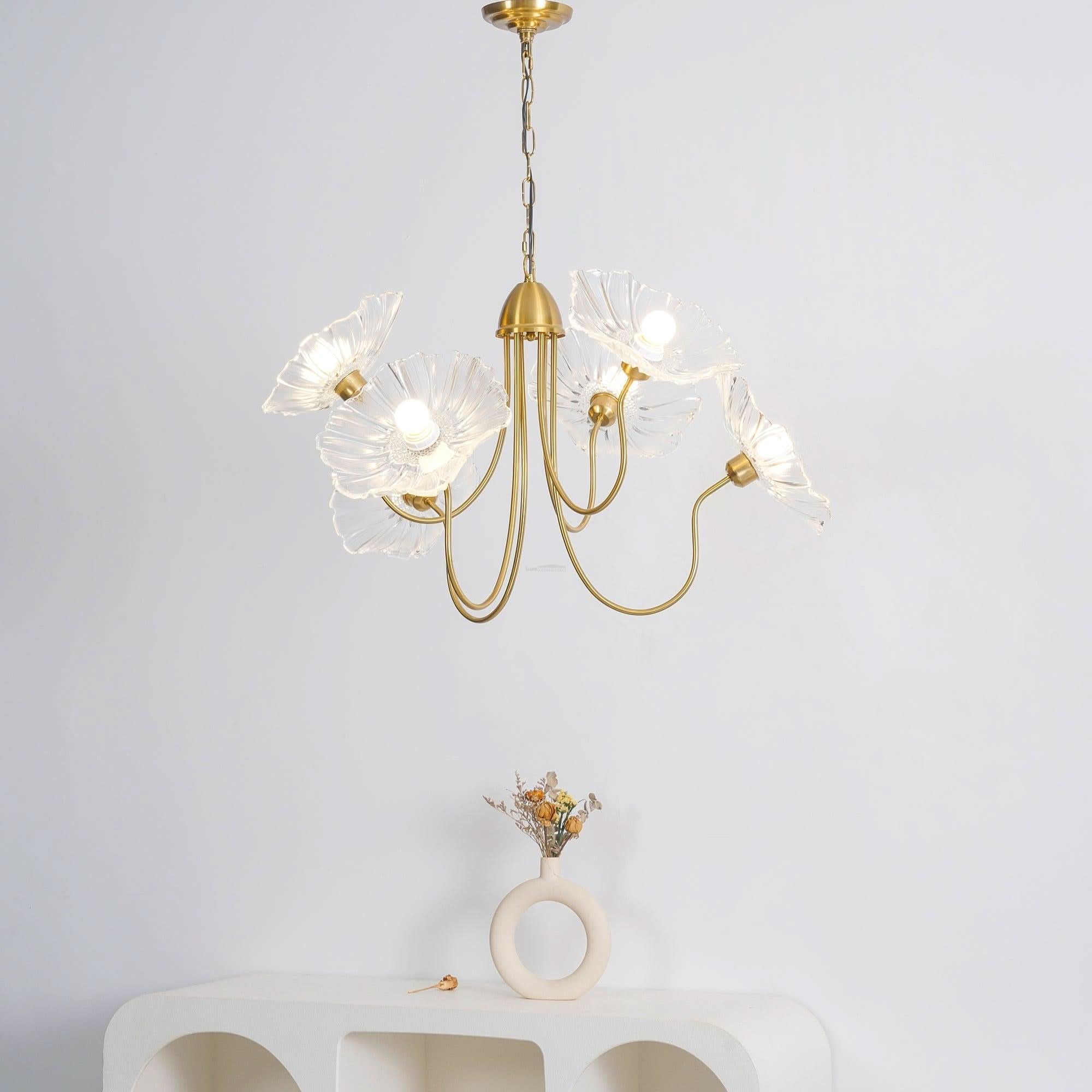 Lotus Leaf Glass Chandelier ∅ 35.4″ - Luxehomezone