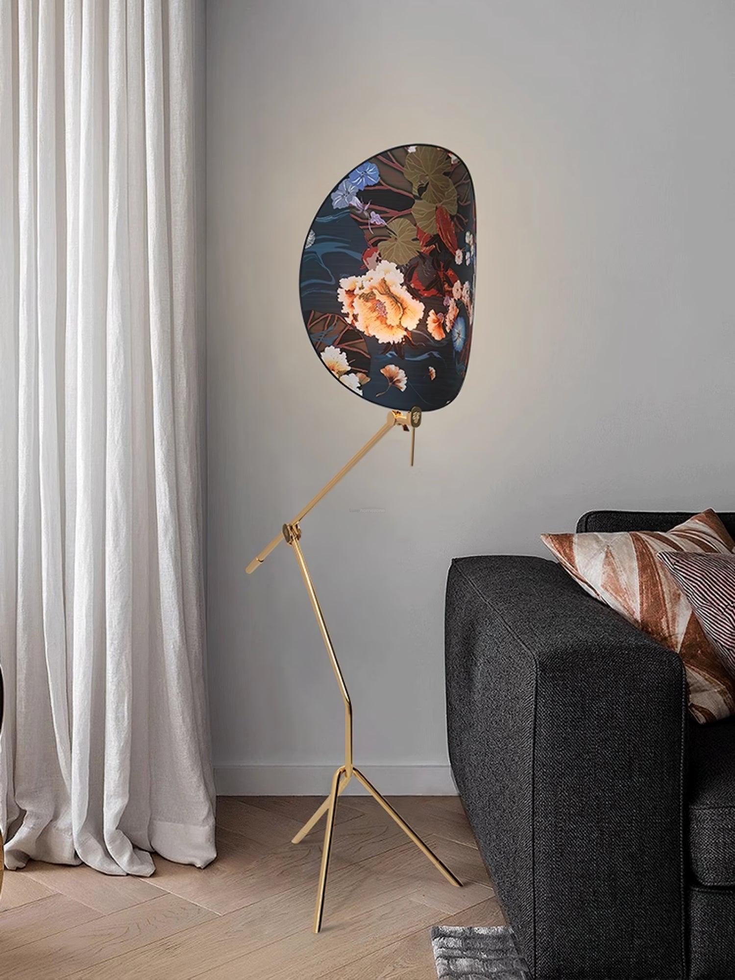 Floral Nocturne Floor Lamp ∅ 23.6″ - Drapery-1-Luxehomezone