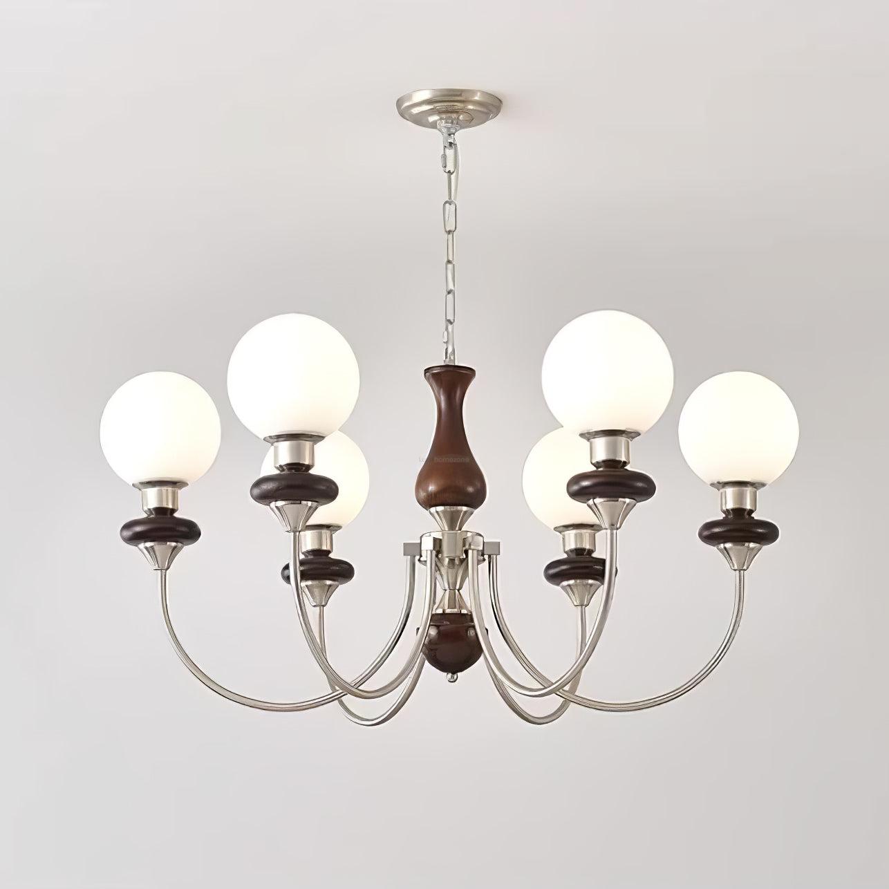 Walnut Brass Chandelier with 3/6/8 lamps - Bend, Marshmallow Chandelier-1-Luxehomezone