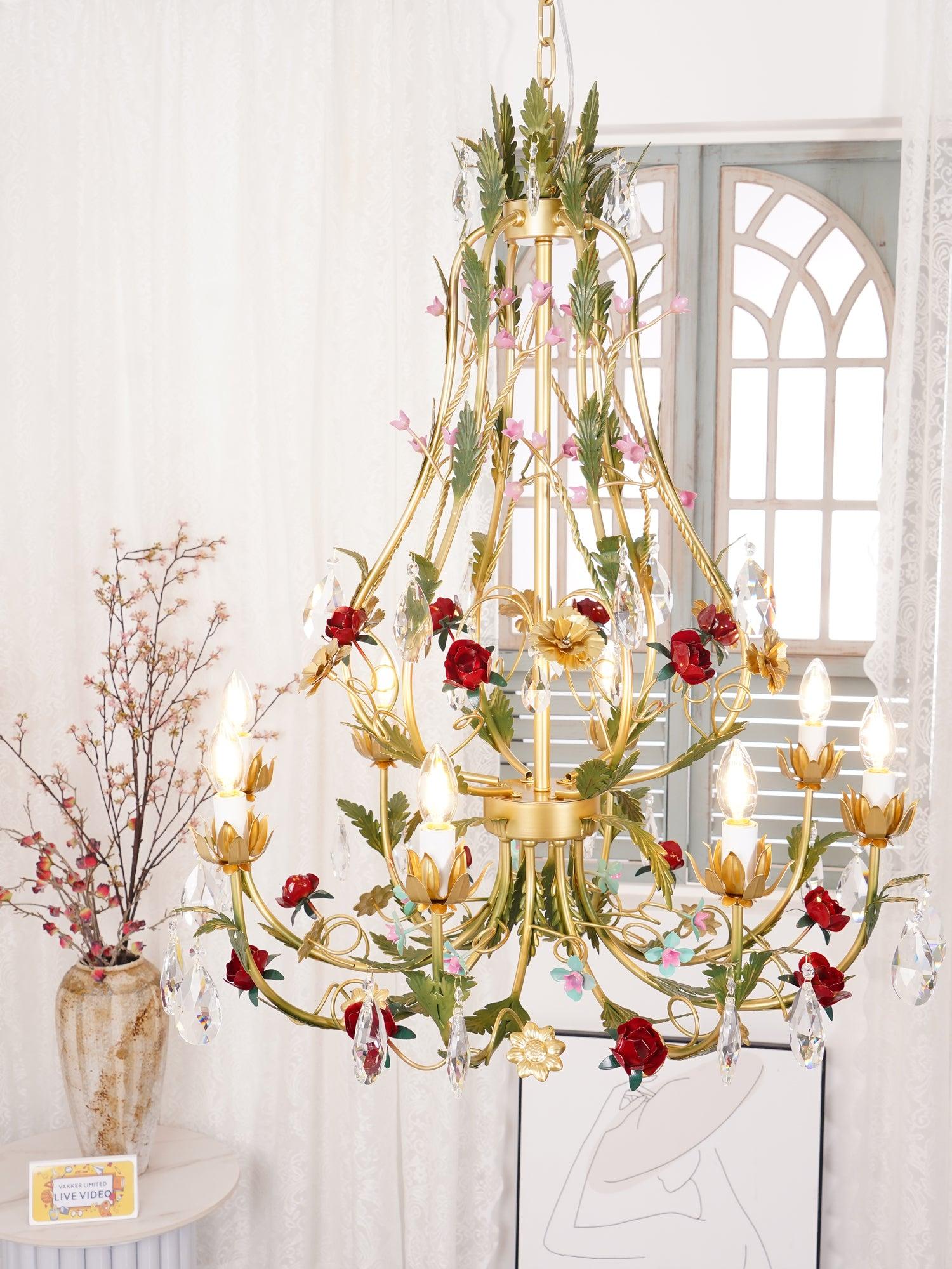 Candle Style Rose Love Chandelier with 6/8 heads - Candle-1-Luxehomezone