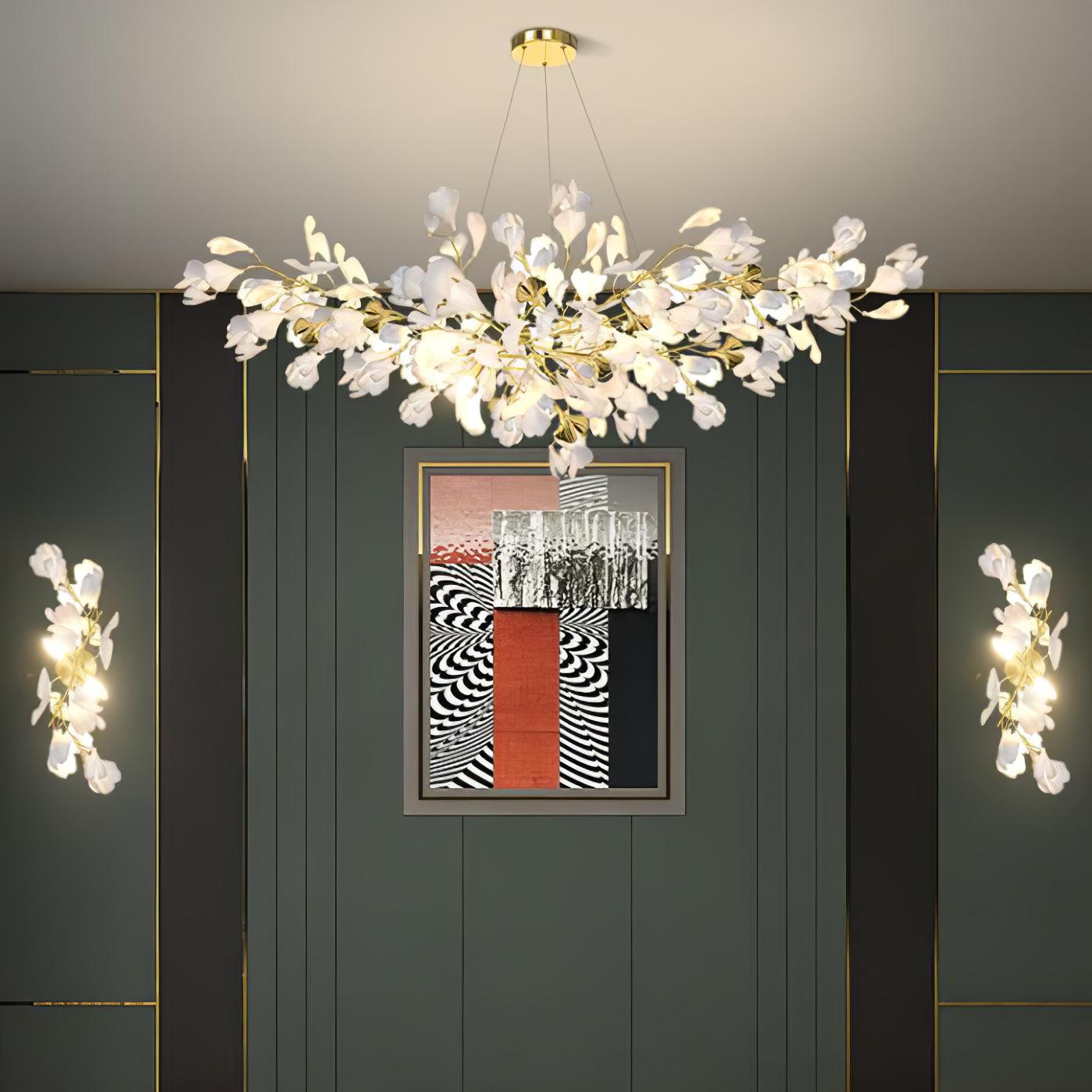 Gingko Wall Lamp with Flower - Gingko, Gingko Chandelier-1-Luxehomezone