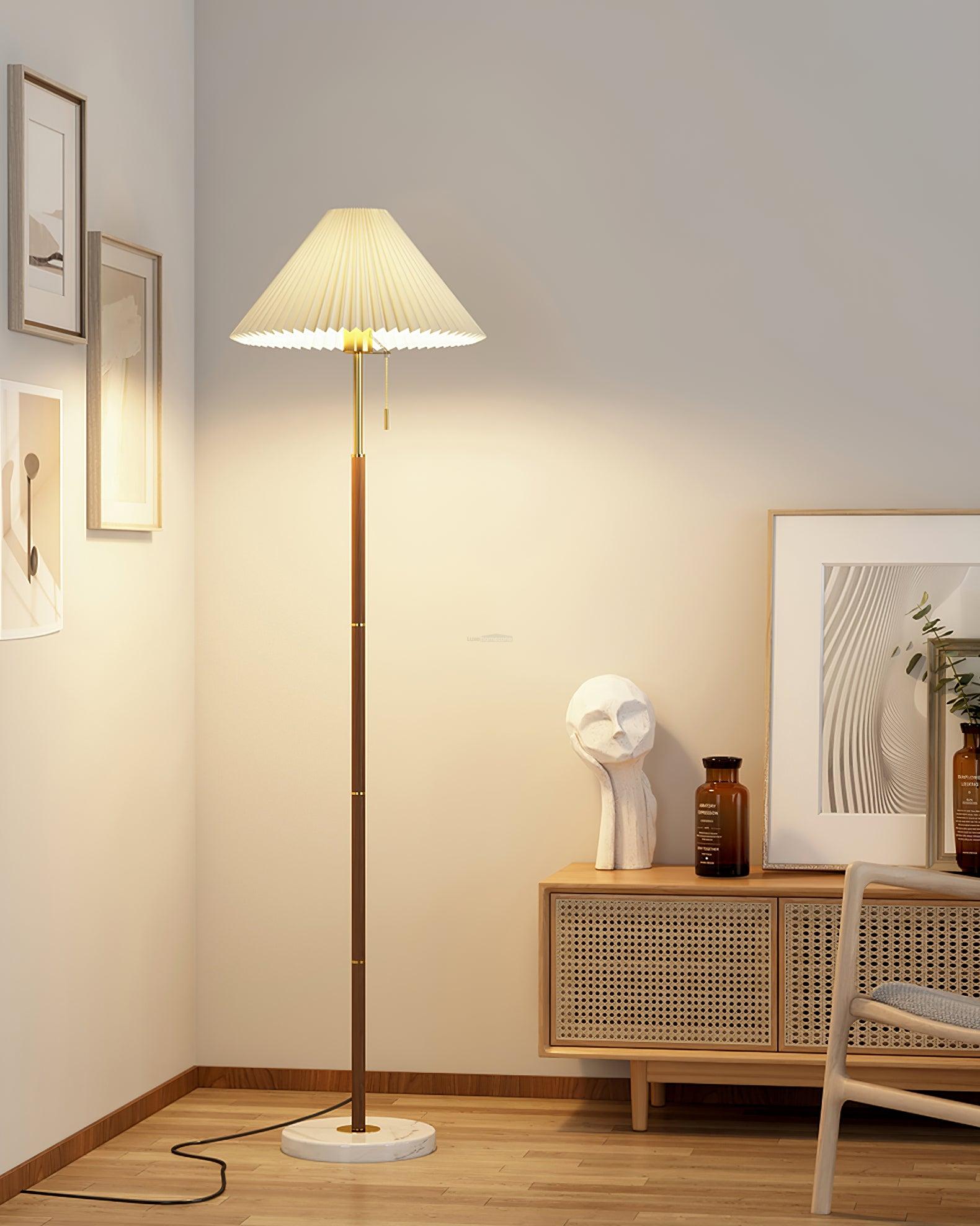 Vintage Pleated Floor Lamp ∅ 11″ - Drapery-1-Luxehomezone