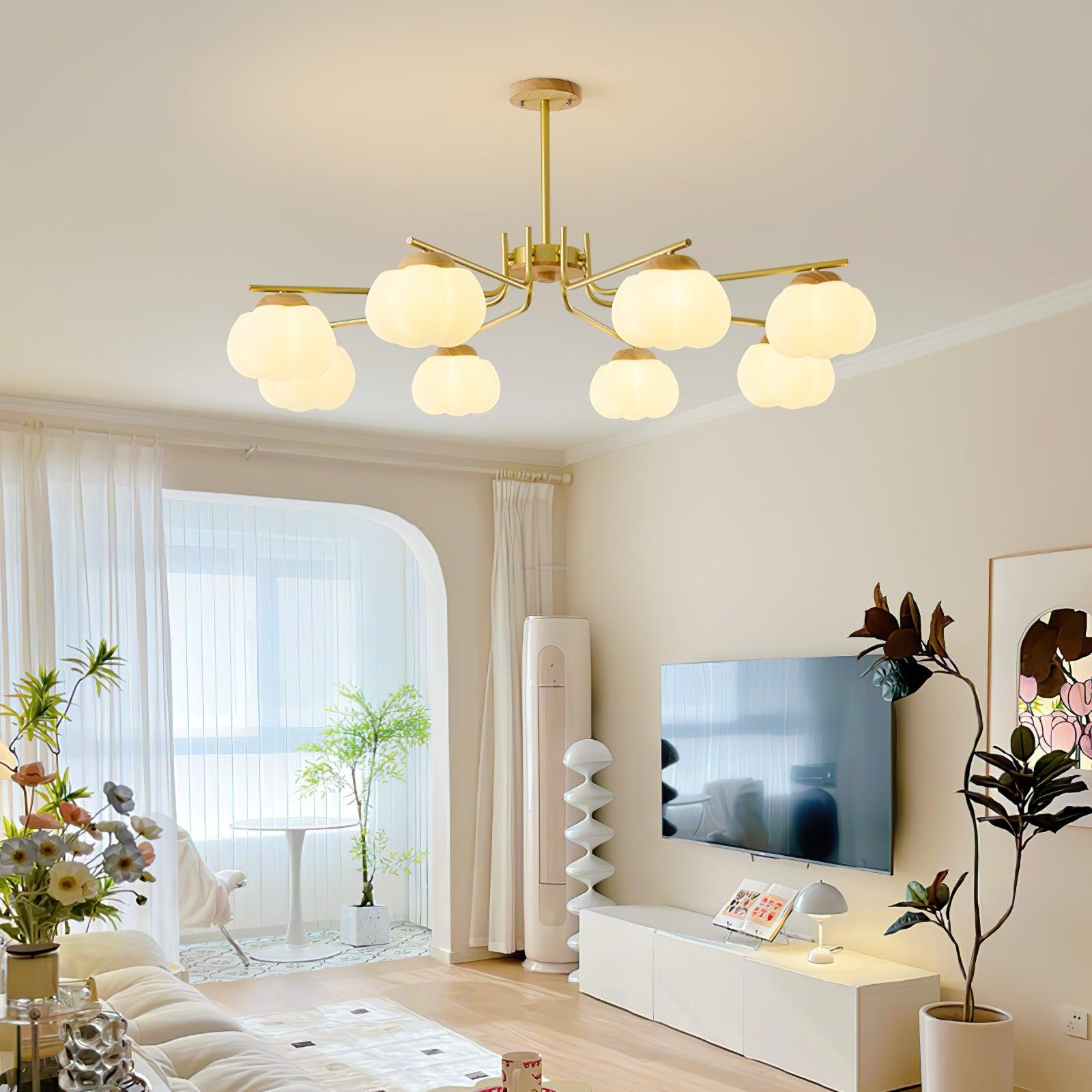 Plastic Cotton Balls Chandelier with 5/8 heads - Zahara-1-Luxehomezone
