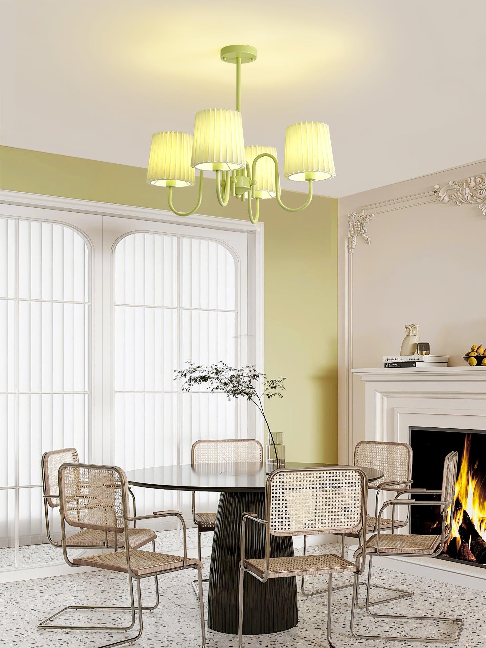 Pleated Fabric Matcha Chandelier with 4/5/6/8 heads - Variety-1-Luxehomezone