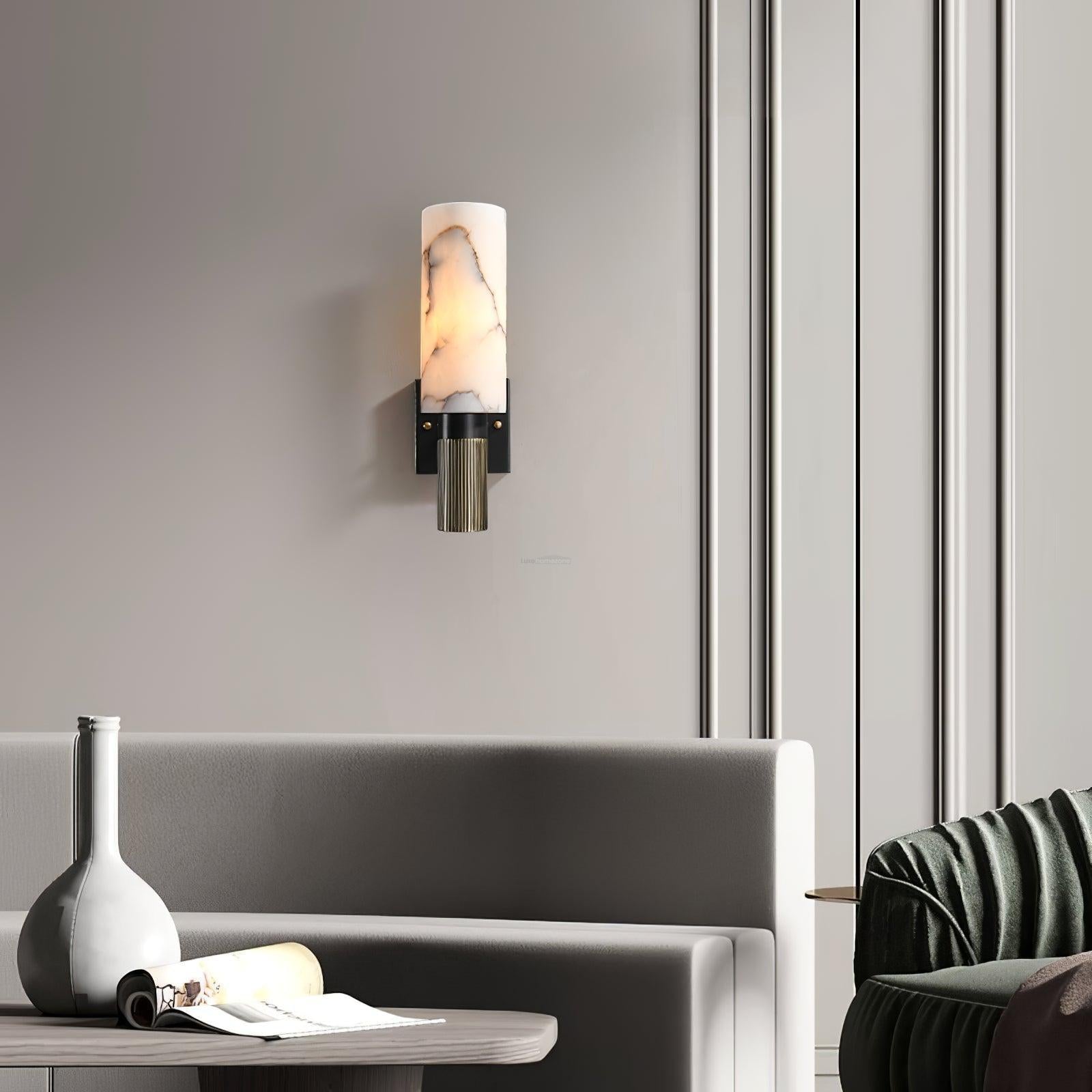Torch Marble Walll Sconce - Alabaster, Alabaster Wall Lamp-1-Luxehomezone