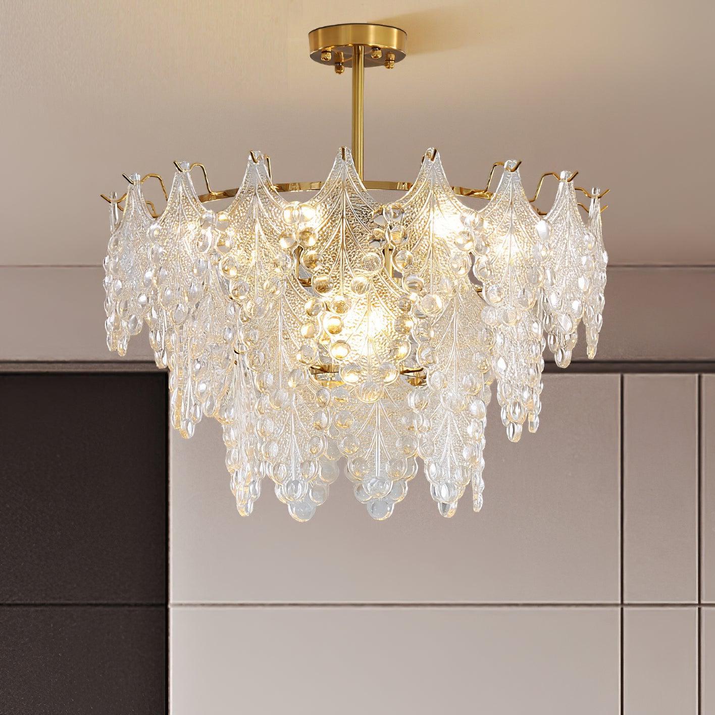 Tiered Carved Glass Chandelier Φ 15.7″ - Luxehomezone