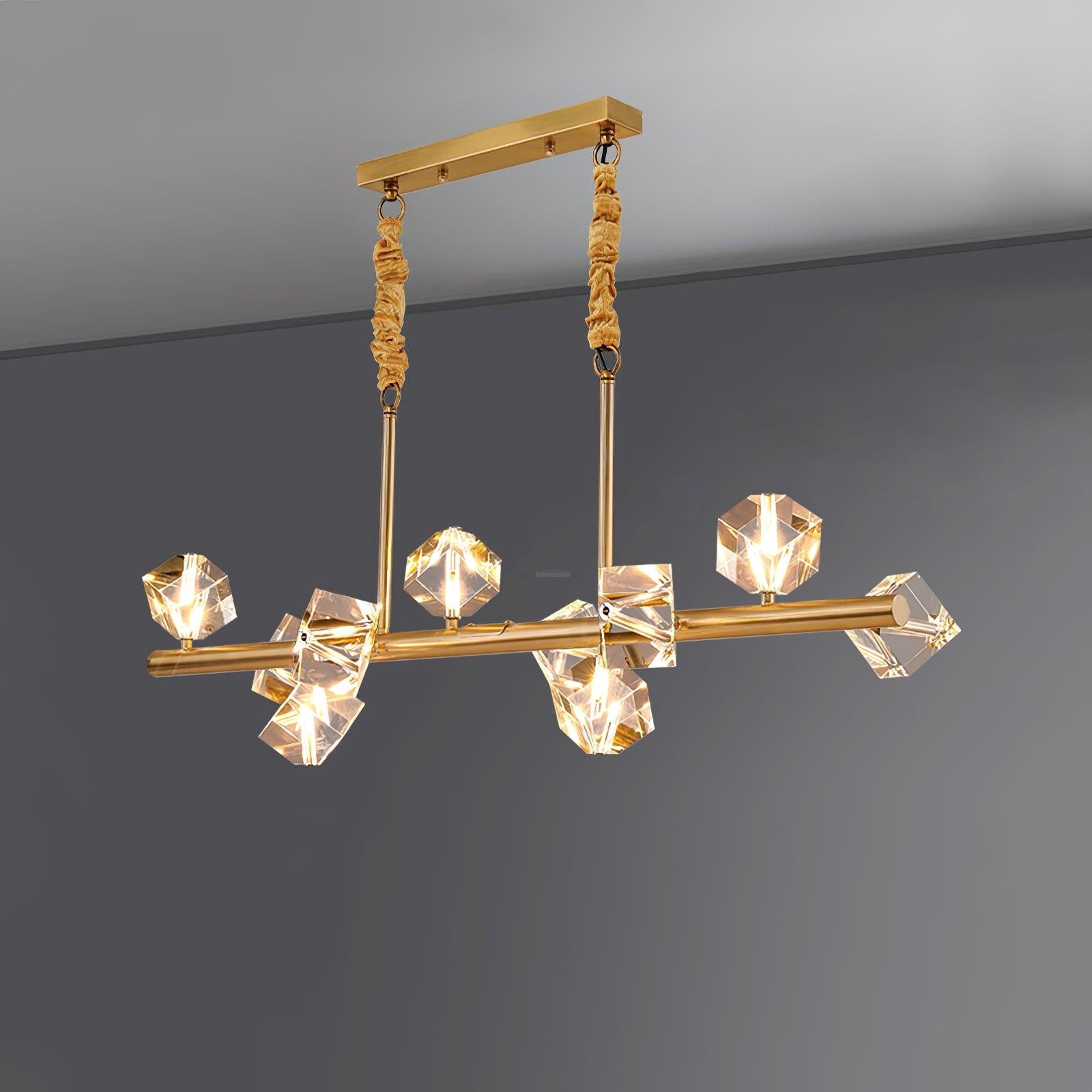 Takku Crystal Linear Chandelier - Black, Gold-1-Luxehomezone