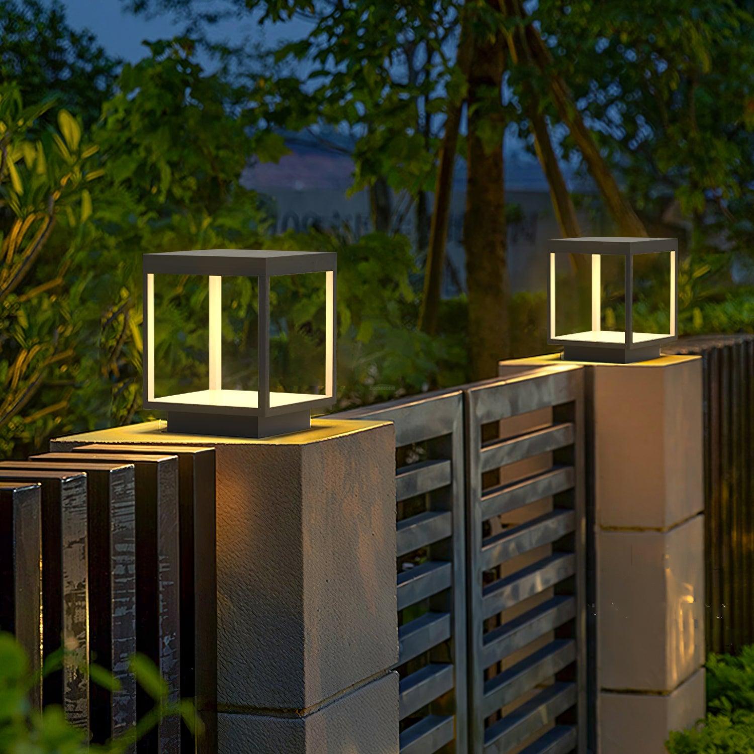 Square Frame Fence Post Garden Table Lamp