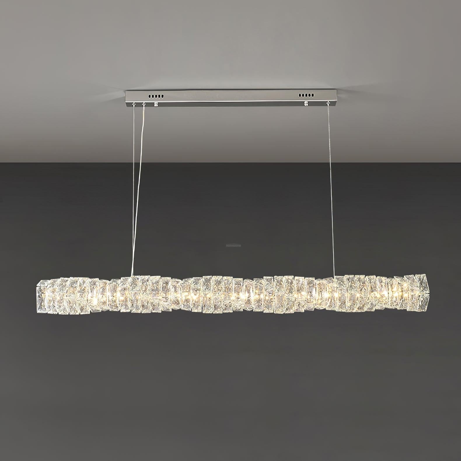 Long Crystal  Linear Pendant Light - Bar-1-Luxehomezone