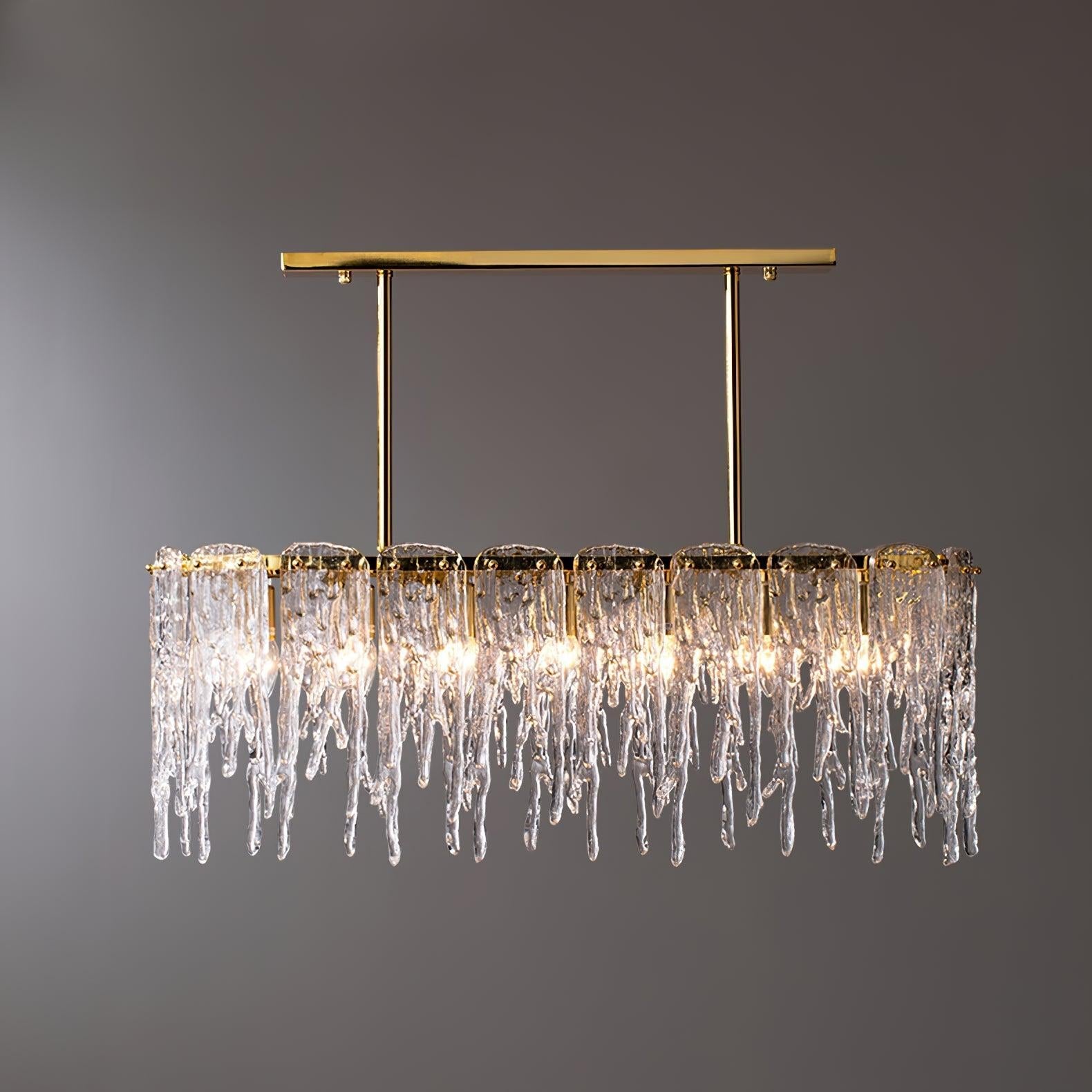 Rectangular Icicle Glass Chandelier L 34.2″ - Crystals-1-Luxehomezone
