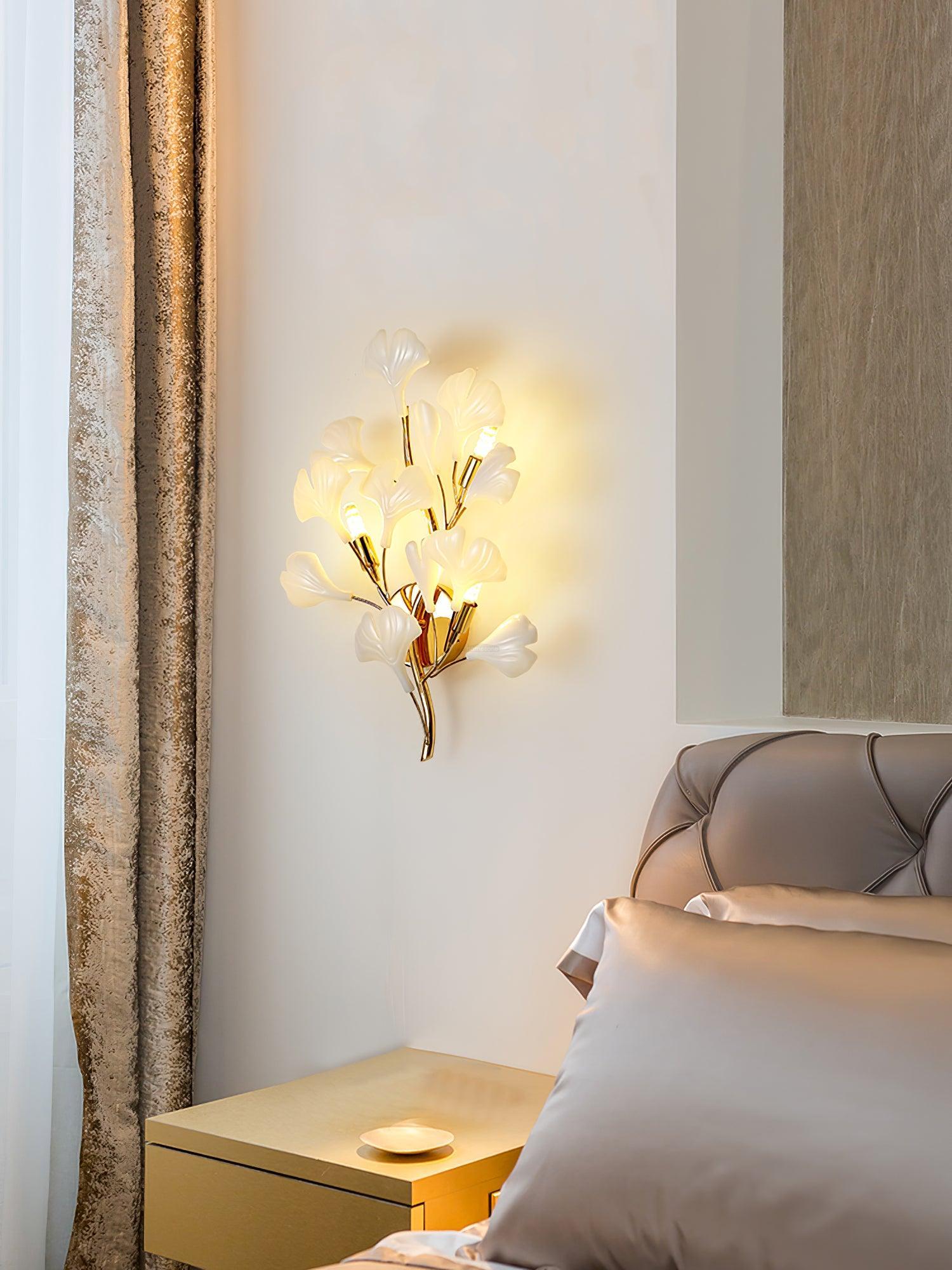 Gingko Wall Lamp with Leaves - Luxehomezone