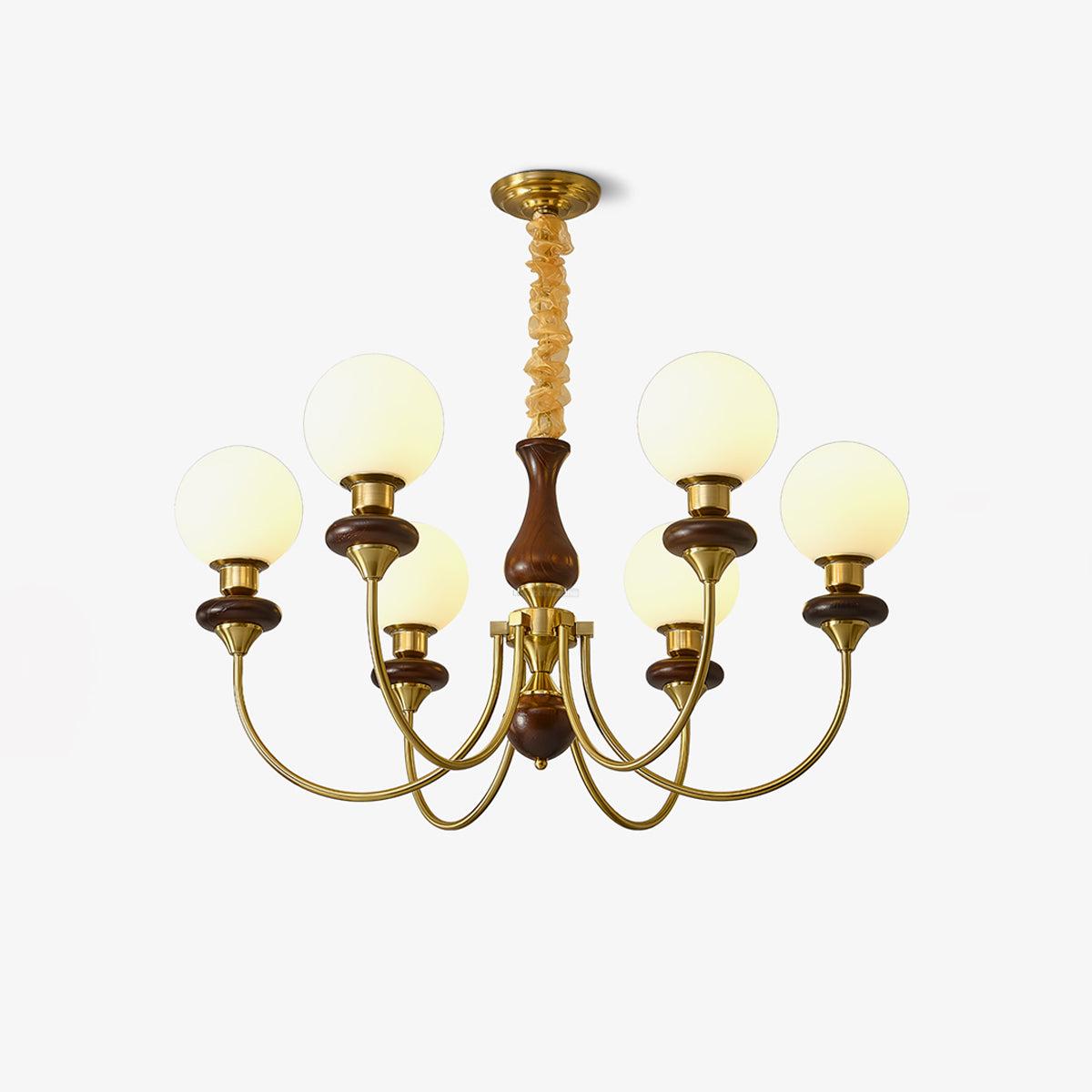 Walnut Brass Chandelier with 3/6/8 lamps - Bend, Marshmallow Chandelier-1-Luxehomezone