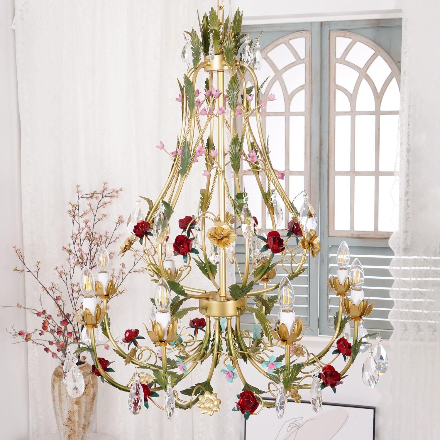 Candle Style Rose Love Chandelier with 6/8 heads - Candle-1-Luxehomezone
