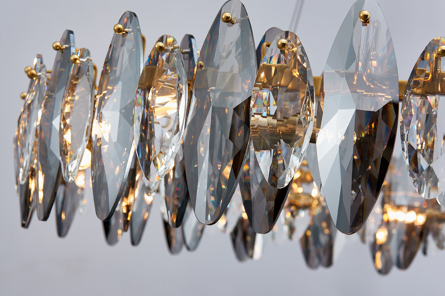 Smoked Crystal Round Chandelier 8 Lights