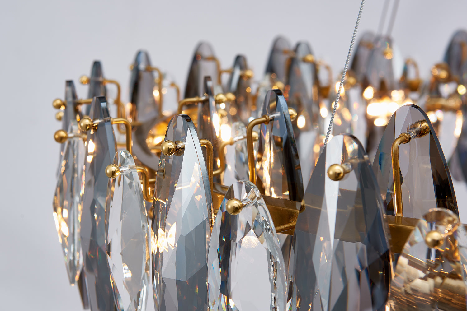 Smoked Crystal Round Chandelier 8 Lights