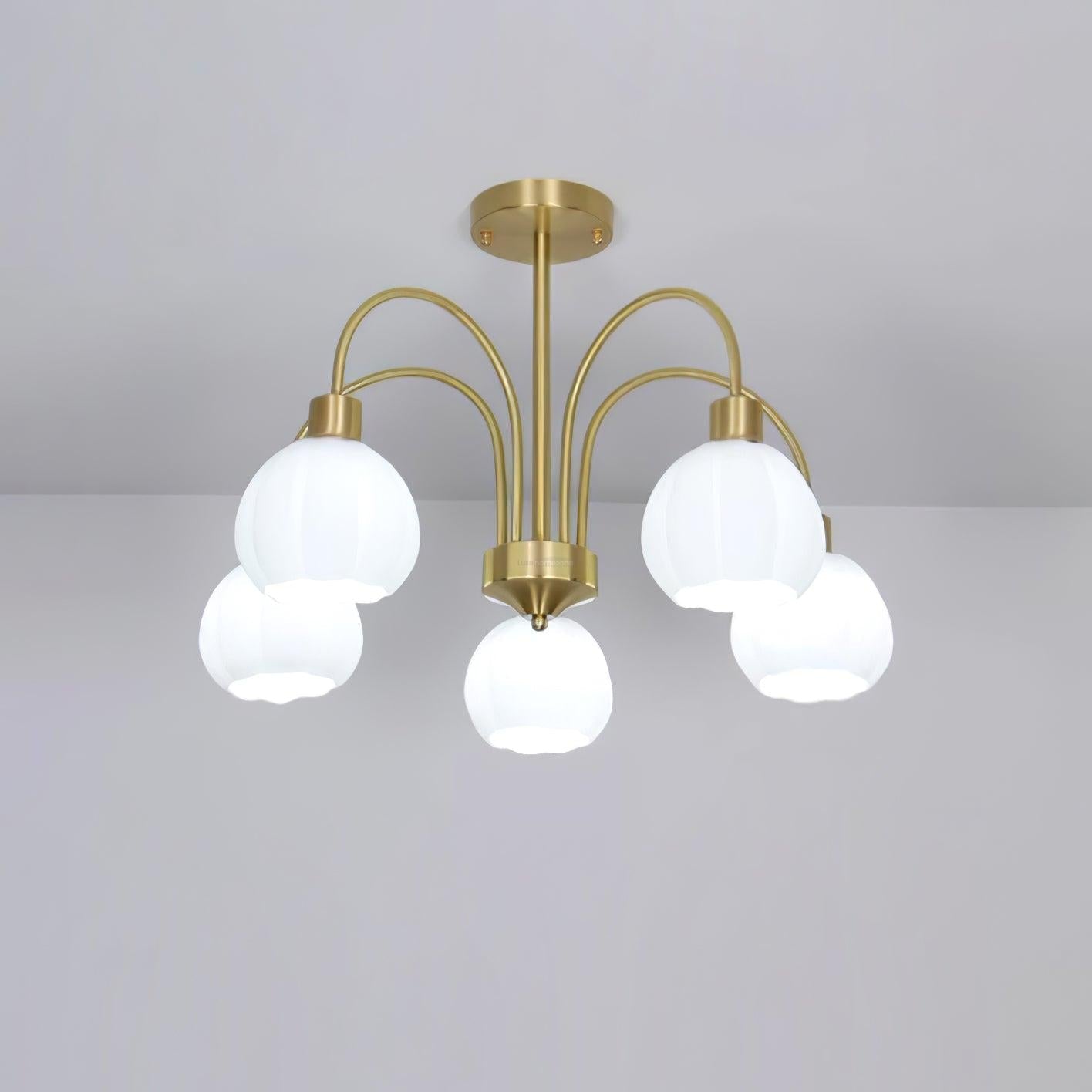 Golden Pumpkin Glass Chandelier with 3/5/6/8 heads - Bend-1-Luxehomezone