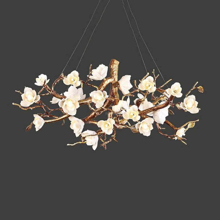 Flower Bloom Branch Type Brass Chandelier - Branch-1-Luxehomezone