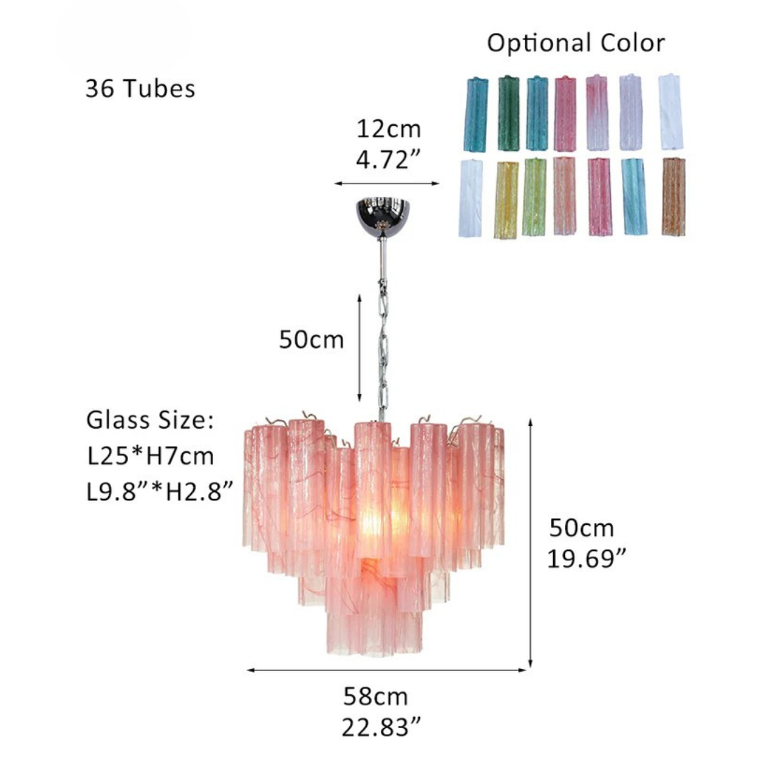 Tronchi Murano Glass Chandelier – 36 tubes – Pink